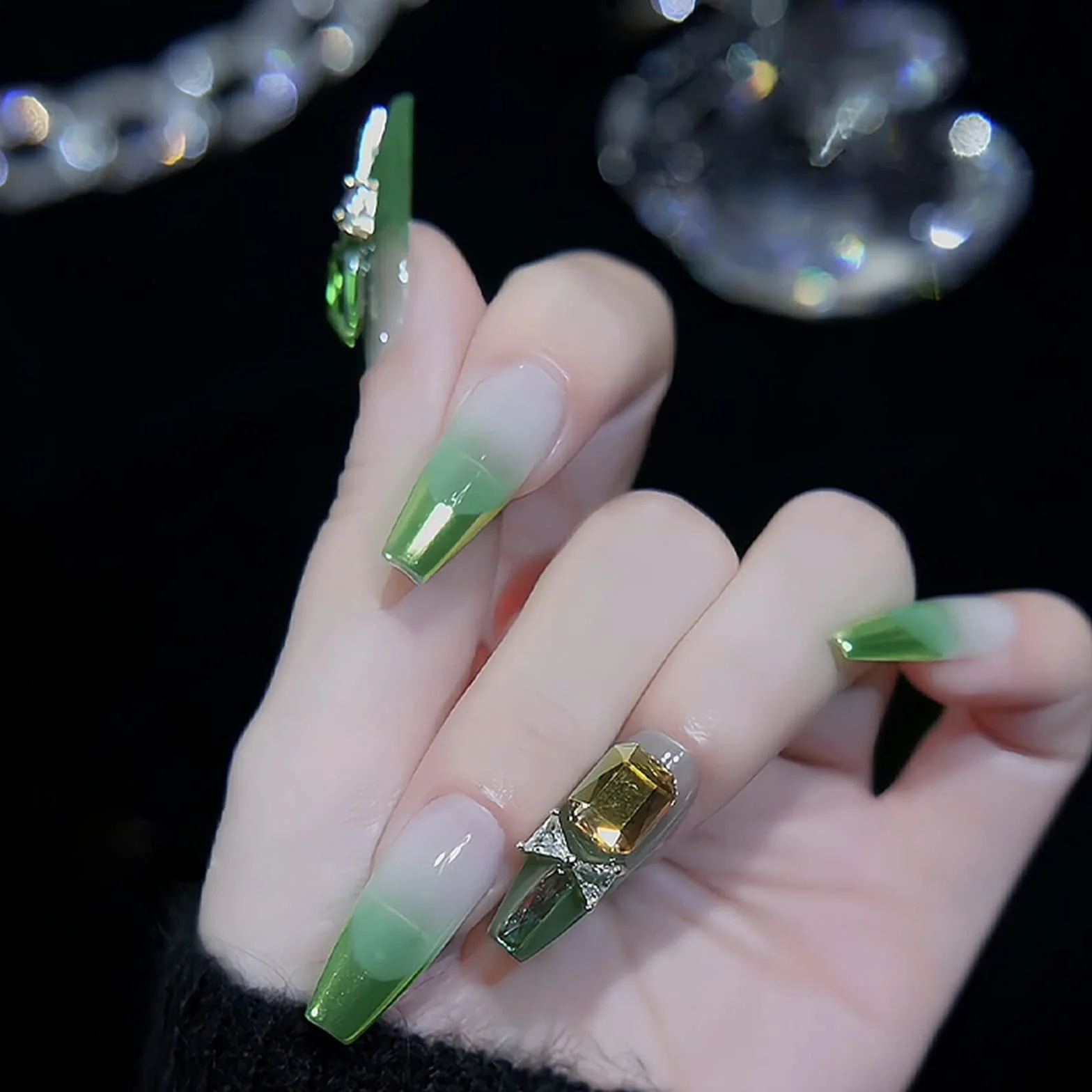 Poudre chrome ongle vert émeraude métallisé effet miroir pour vernis à ongles gel nail art
