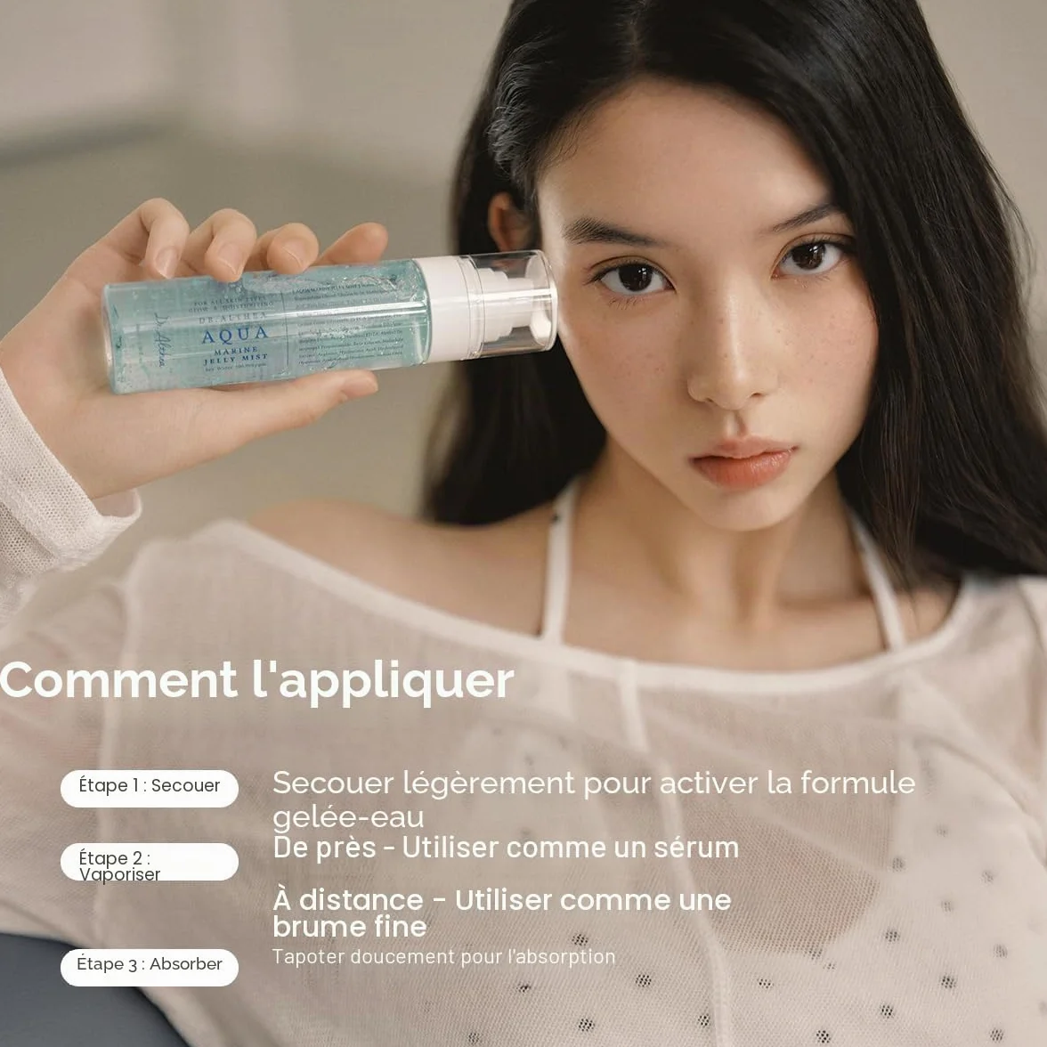 Dr.Althea Aqua Marine Jelly Mist | Brume Hydratante Visage Ultra-Fine | Sérum au PDRN et Triple Acide Hyaluronique pour un Éclat Naturel | Soin Coréen Vegan, 100 ml
