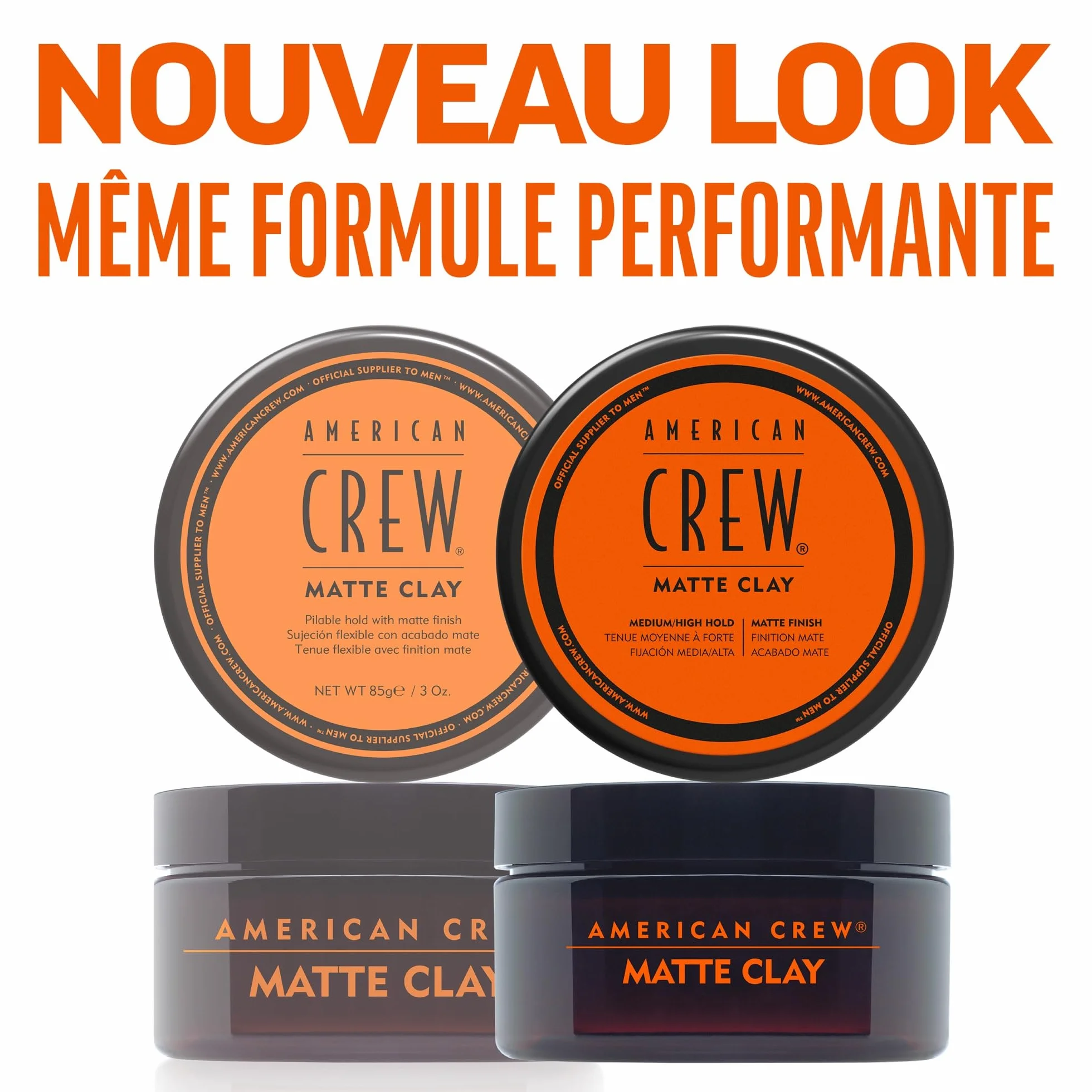 American Crew Matte Clay Cire Cheveux Homme Argile 85 g Fixation Moyenne Forte Fini Mat Soyeux Tous Types Cheveux