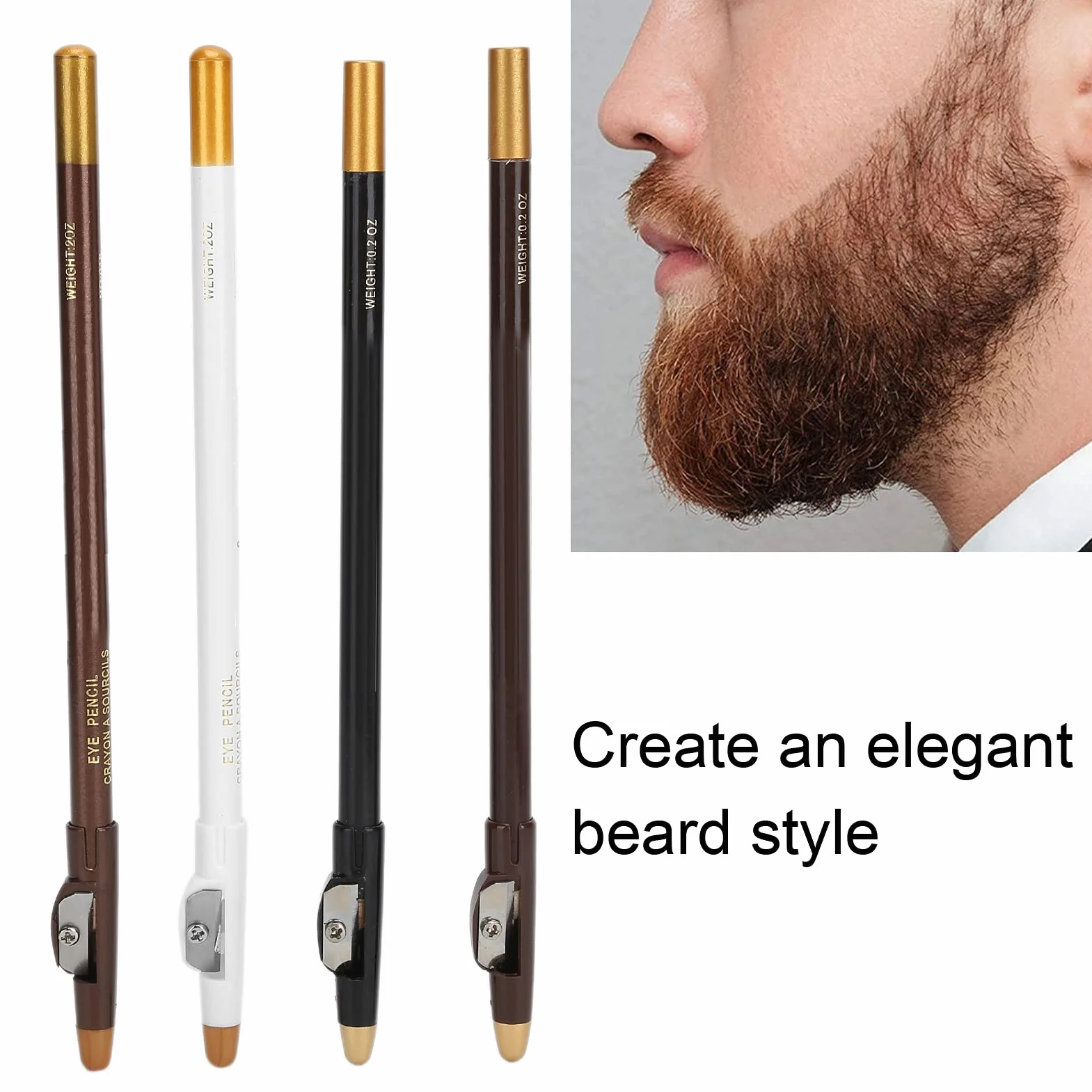Crayon de Barbier 4 Pièces pour Contour de Barbe avec Taille-crayon