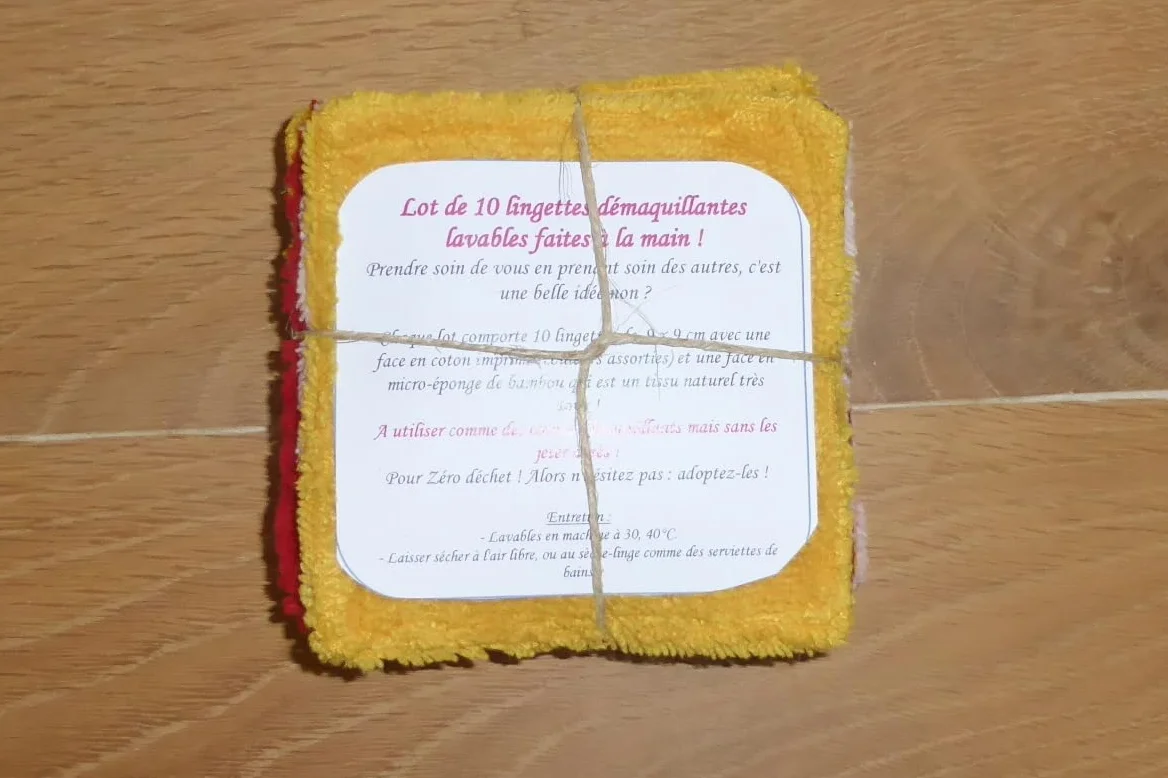 Lingettes démaquillantes lavable bambou lot de 10 zéro déchet