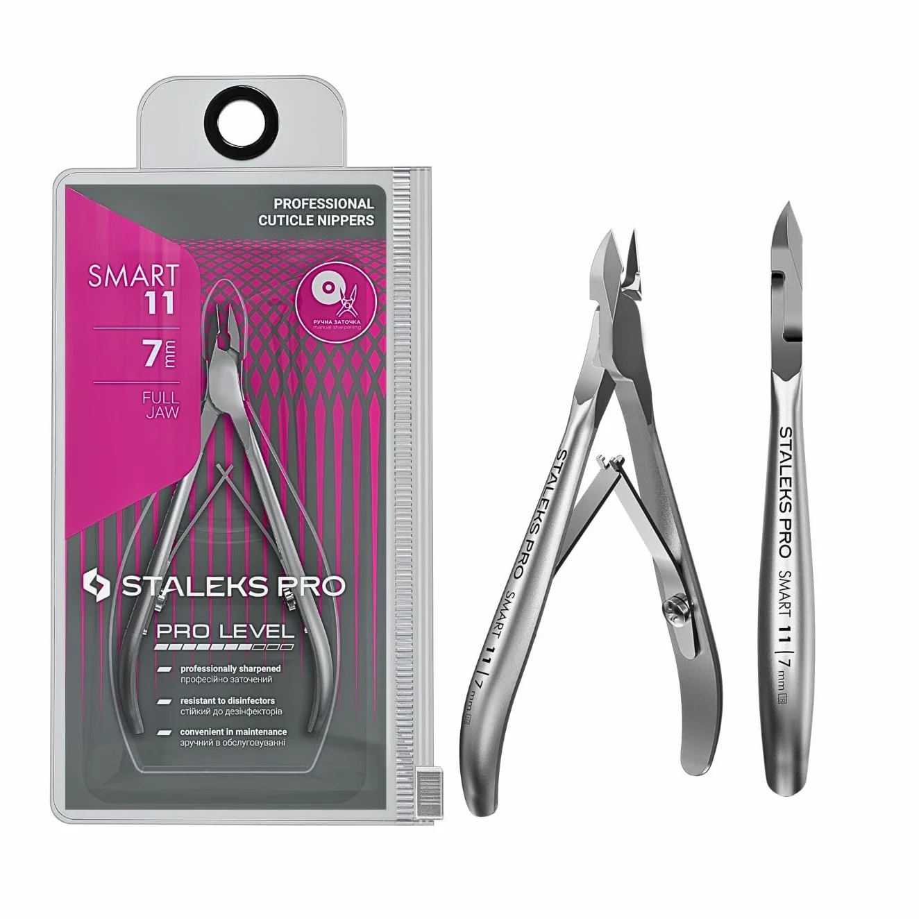 STALEKS PRO by Natury Nails Pince à cuticules professionnelle 7 mm - Coupe-cuticules en acier inoxydable - Recommandé pour les débutants - Smart 11-7