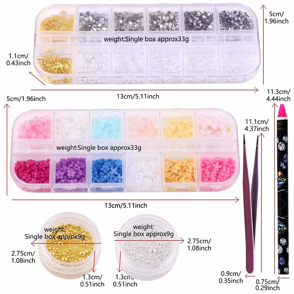 Strass Nail Art Acrylique Colorées 3D Fleur pour Conception Ongles DIY