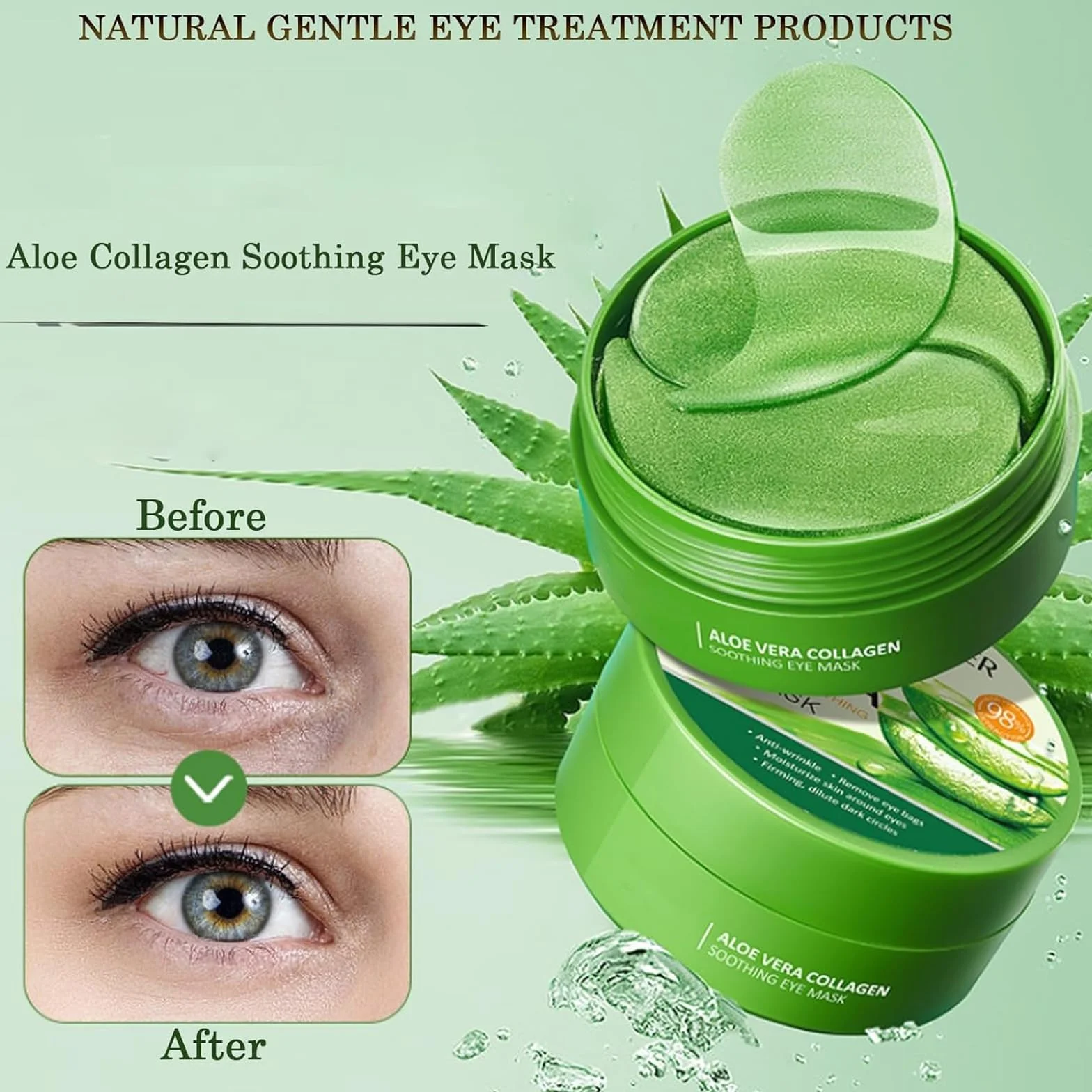 Aloe Vera Patch Yeux Anti Cernes Hydratant Anti-âge 60 Pièces