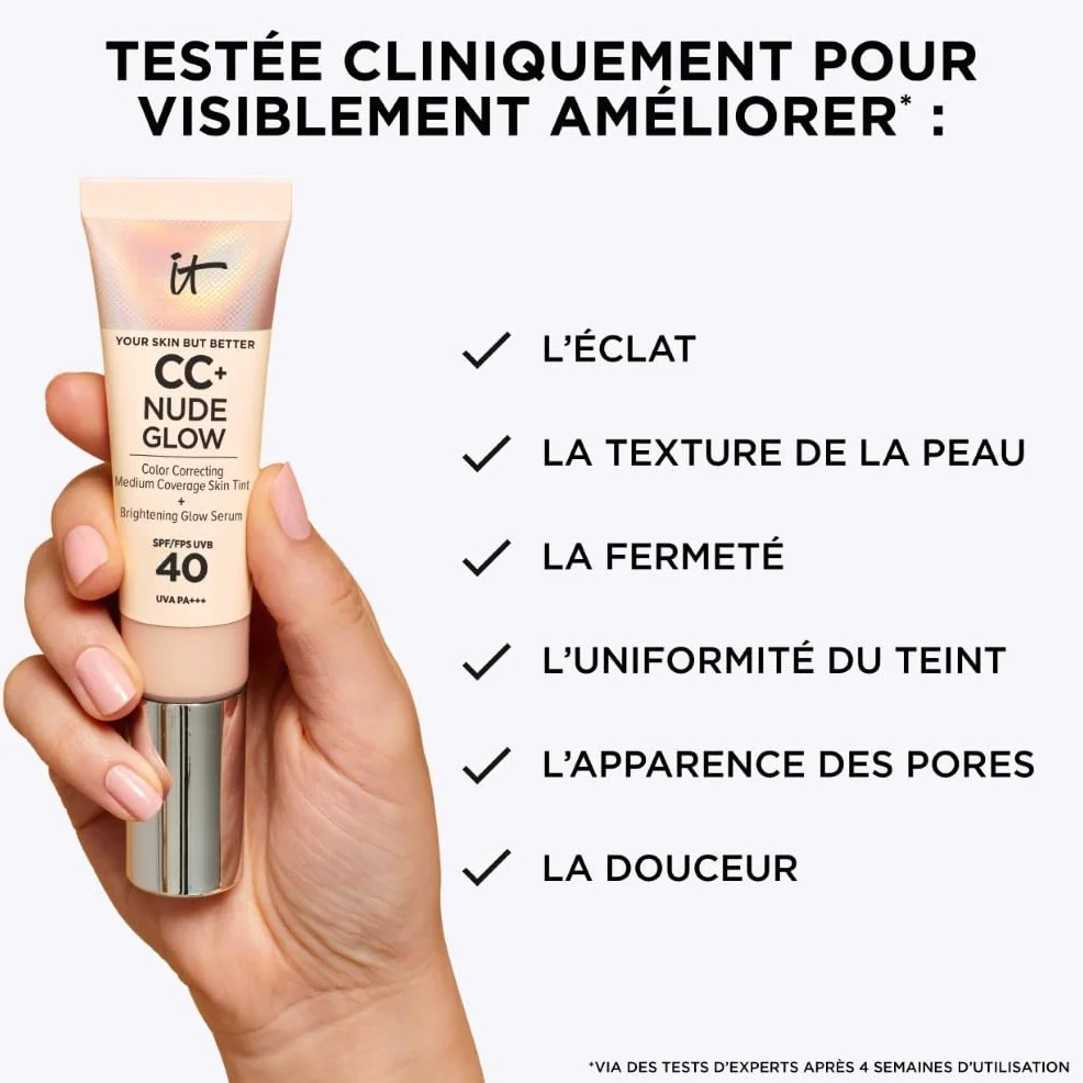 IT Cosmetics Crème CC+ Nude Glow Your Skin But Better SPF40 Couvrance Moyenne 32 ml