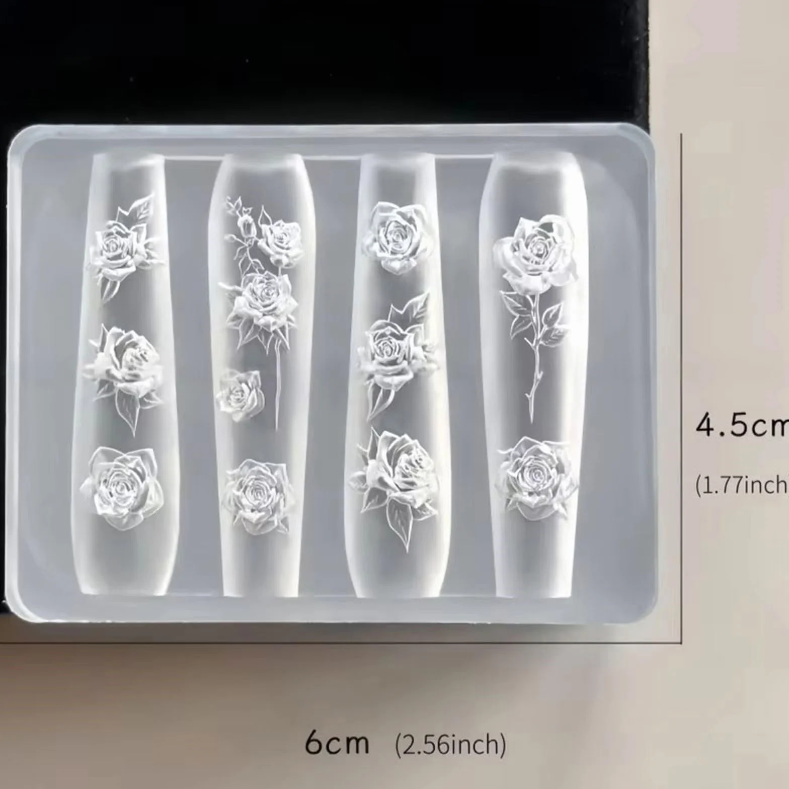 Moule multifonction en silicone transparent pour sculpter des ongles en résine florale 3D