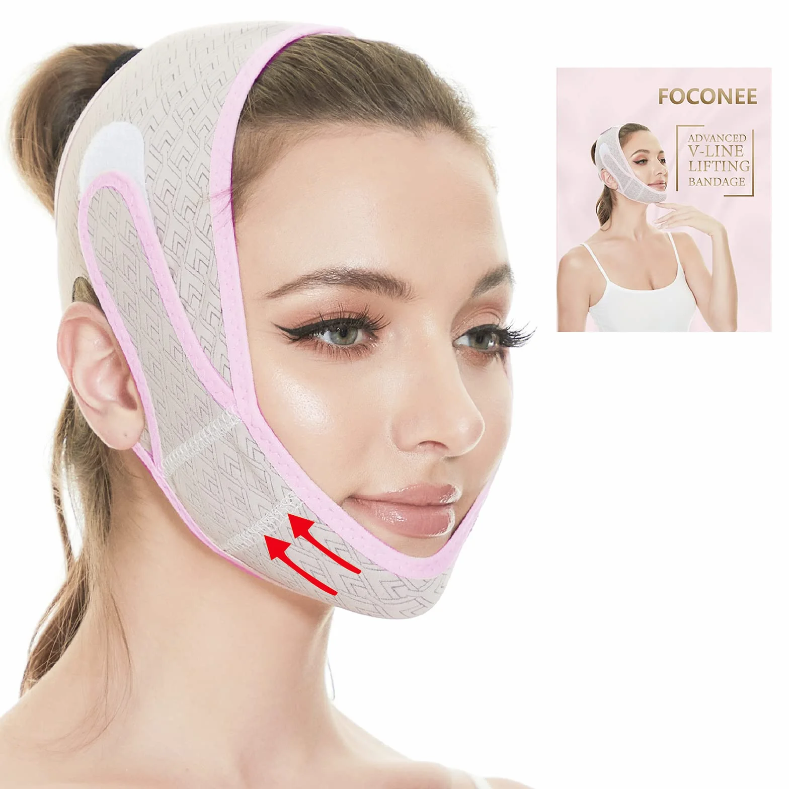 Réducteur de double menton, sangle amincissante pour le visage, masque de levage en V, ceinture de levage réutilisable en forme de visage pour femme, raffermit la peau et empêche l'affaissement