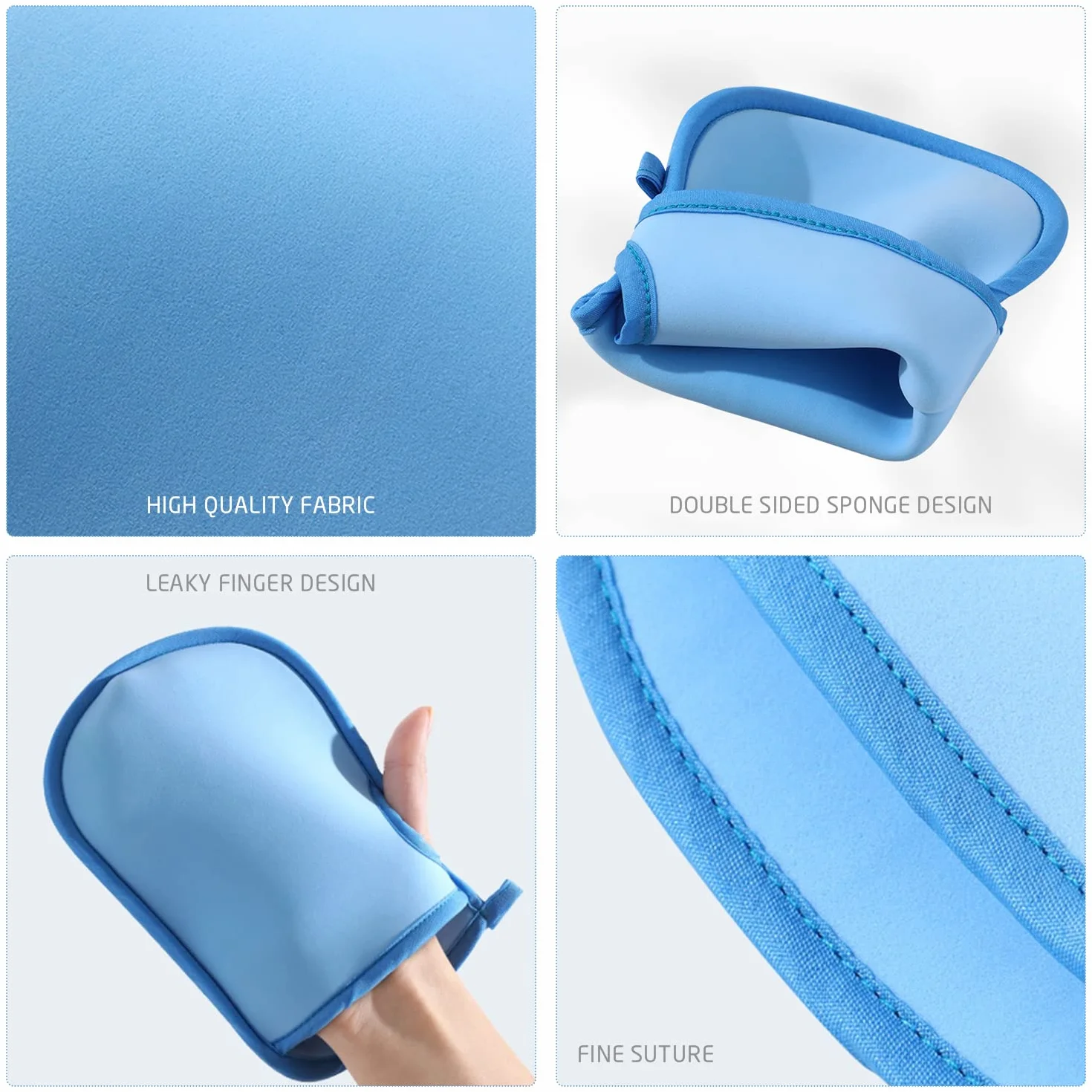 4 Gants de Bain Super Doux et Exfoliants, Avec Crochets et Sacs de Rangement, Gants en Eponge de Bain, Gants de Bain Indolores, Adaptés aux Adultes et aux Enfants