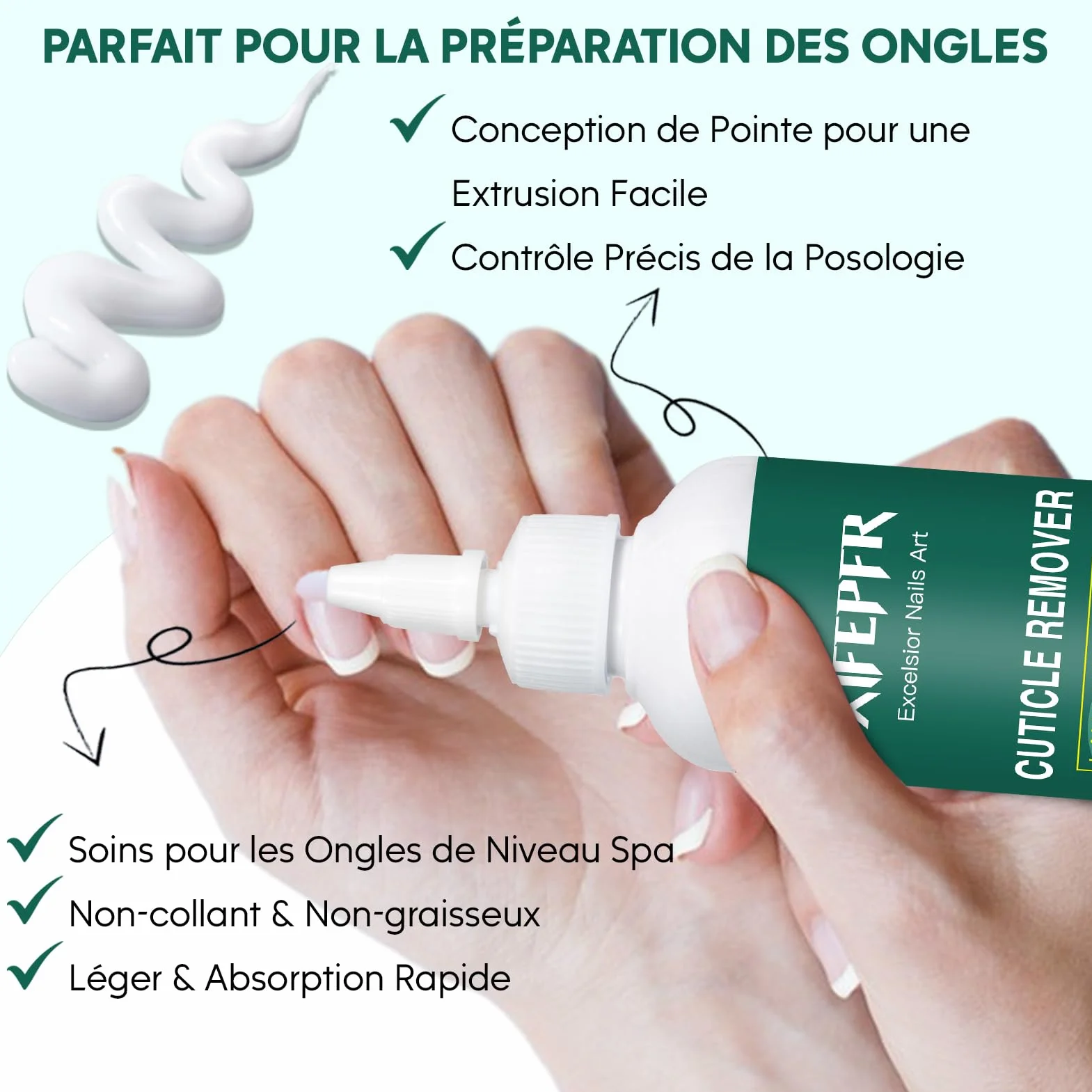 Crème Remover de Cuticules 250ml Adoucissant Cuticules Liquide Décapant Instantané Ongles Pro Enlève Cuticules Senteur Romarin