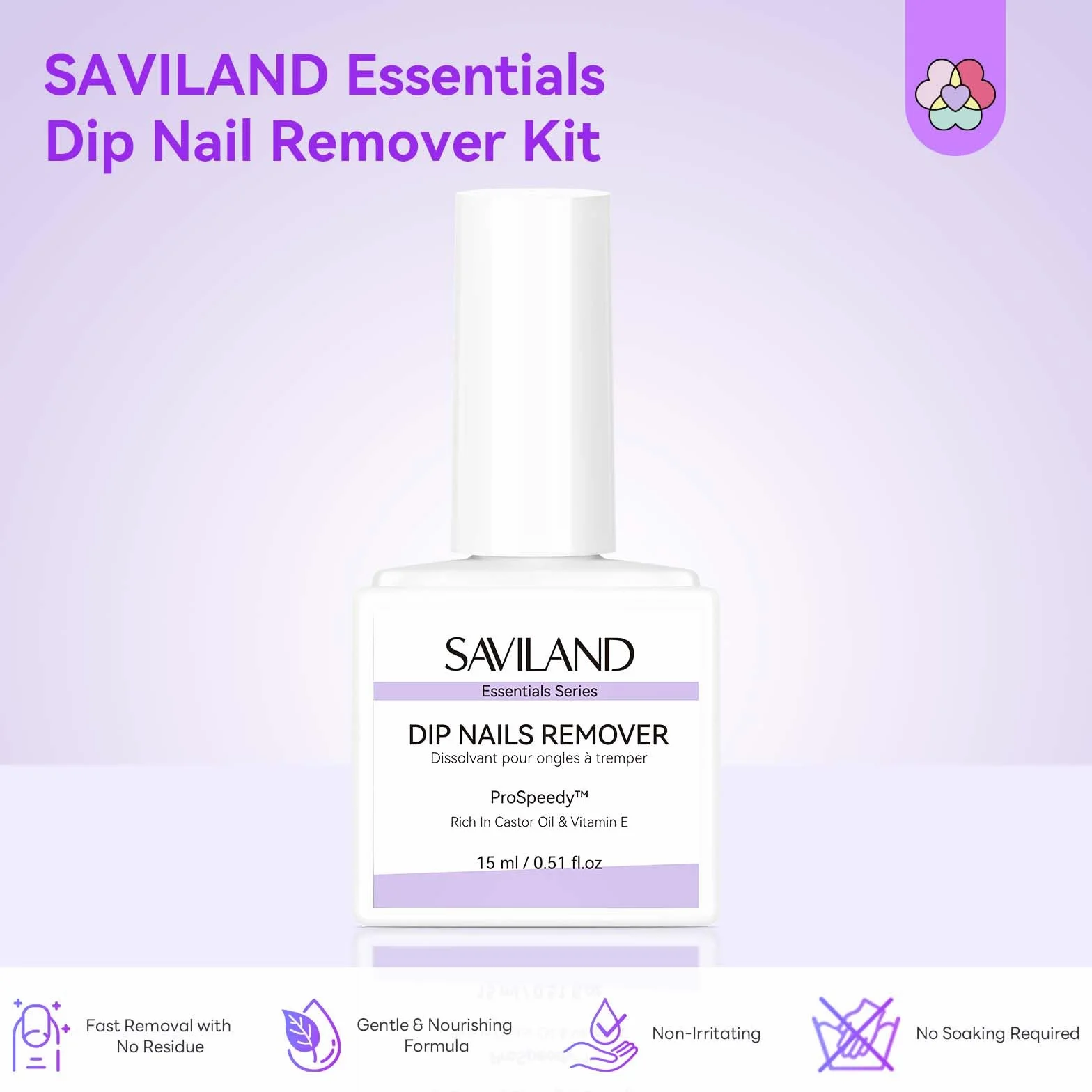 SAVILAND Kit Dissolvant pour Ongles Dip 15 ml Removeur de Poudre Dipping Ultra-efficace