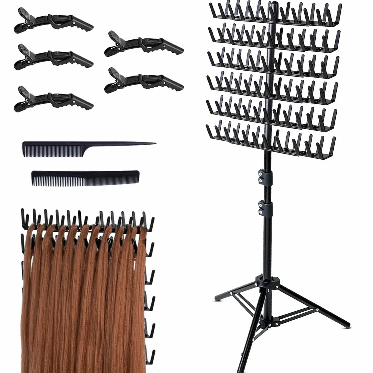 FARYODI Support de cheveux réglable pour tresses, 144 stylos, organisateur de cheveux, pour coiffeurs et tresses