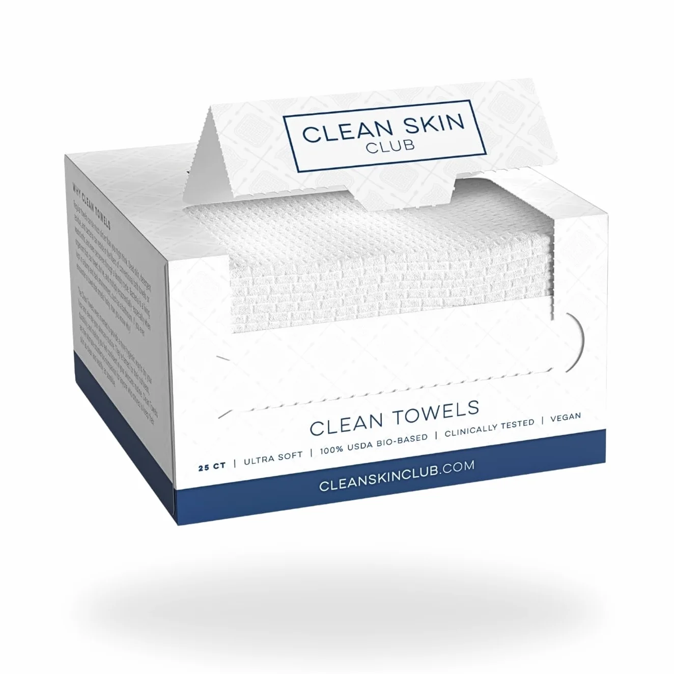 Clean Skin Club Serviettes Visage Approuvées Dermatologues 100% Biologiques USDA Towelettes Jetables Ultra Douces Pack de 2