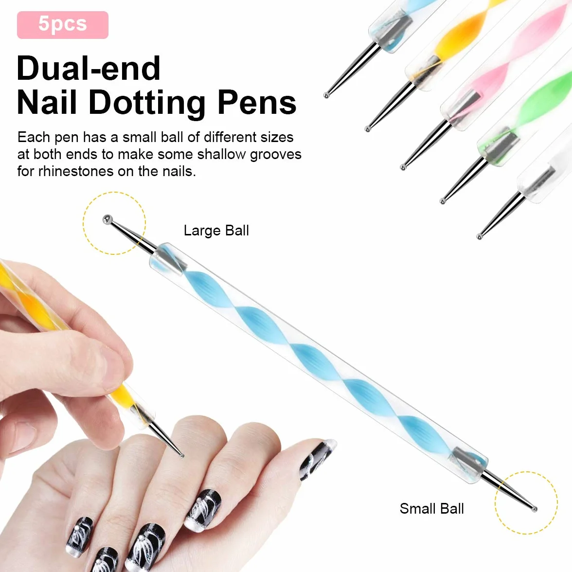 Ensemble de Pinceaux à Ongles Nail Art, 20 Pièces Pinceau pour Gel UV et Acrylique