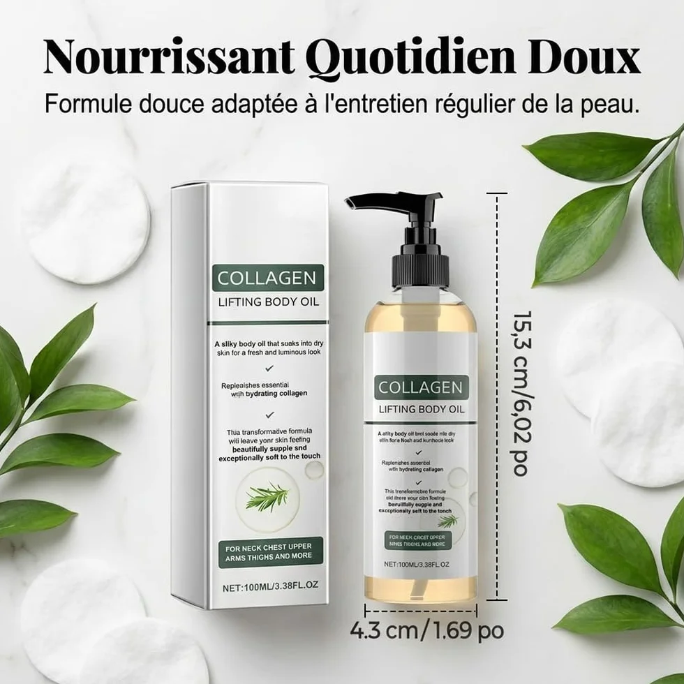 Huile Corporelle Liftante Au Collagène, Anti Cellulite, Raffermissante, Hydratante (1pcs)