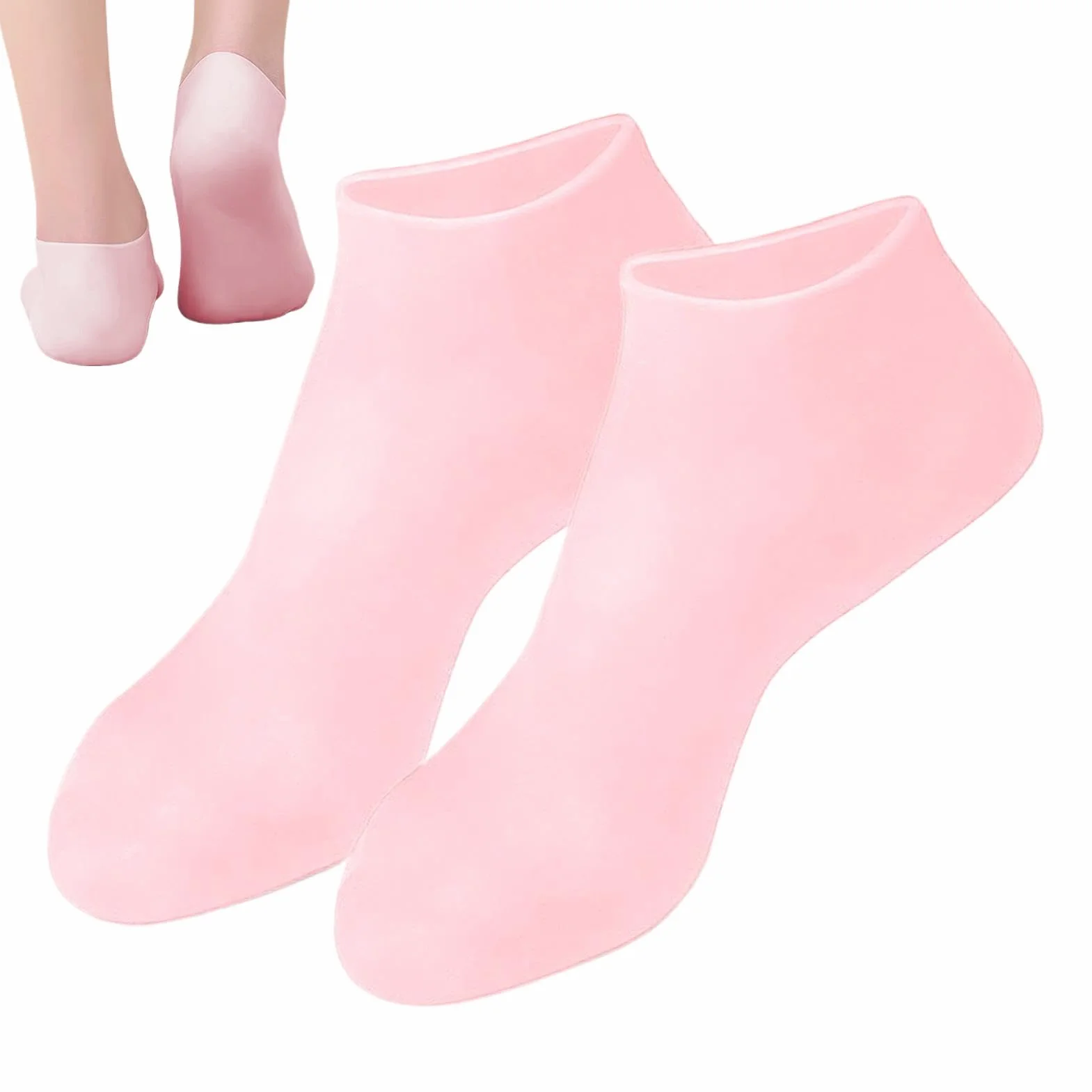 Breathable Silicone Foot Socks for Dry Cracked Feet, Soft U Shape Spa Care, Lightweight