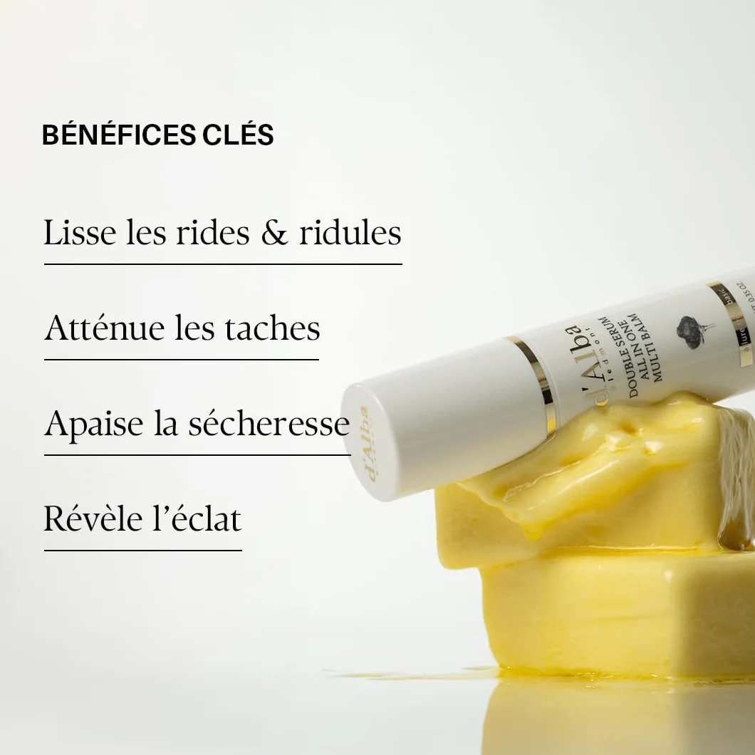 d'Alba Double Sérum à la Truffe Blanche Italienne Multi-Baume Tout-en-Un Soin de la Peau Végétalien Traitement 3-en-1 Baume des Yeux en Stick Soin Coréen
