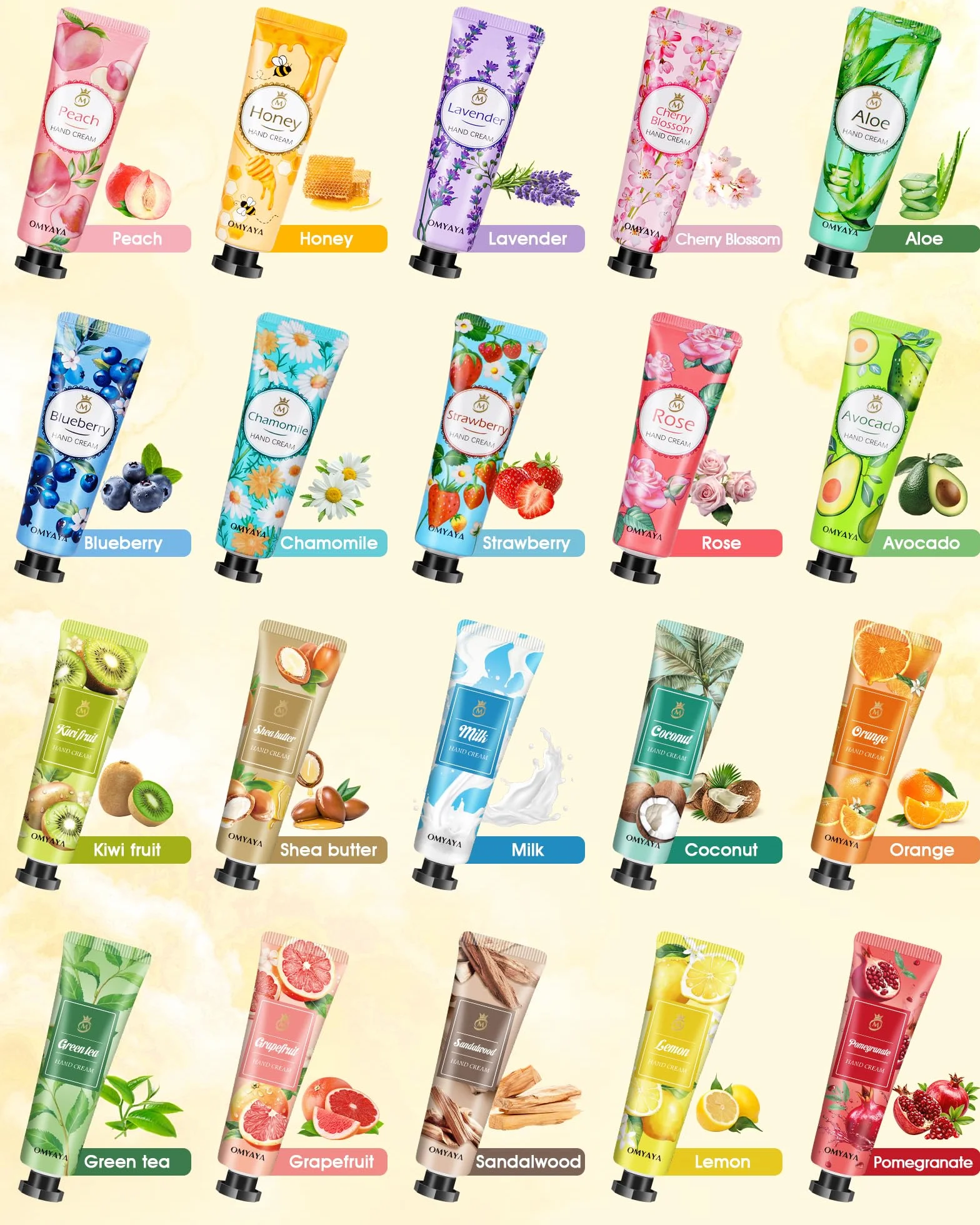 Creme Mains Hydratante Coffret Cadeau Femme 20 Parfums 40 Pièces