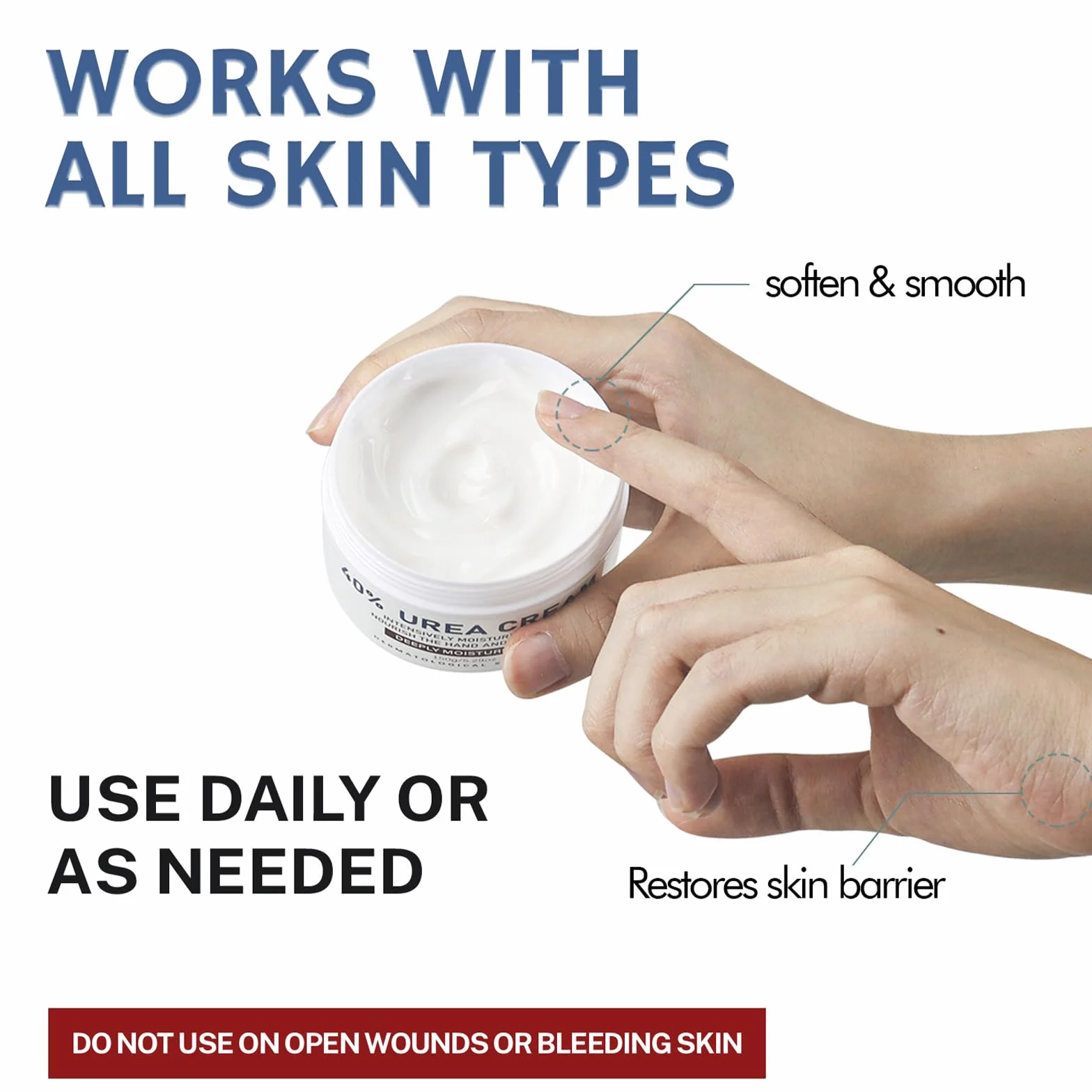 OUKEYA Crème d'Uree 40% Réparatrice Hydratante Mains Pieds Crevasses Gerçures Engelures Soins Intenses Nourrissante Corps
