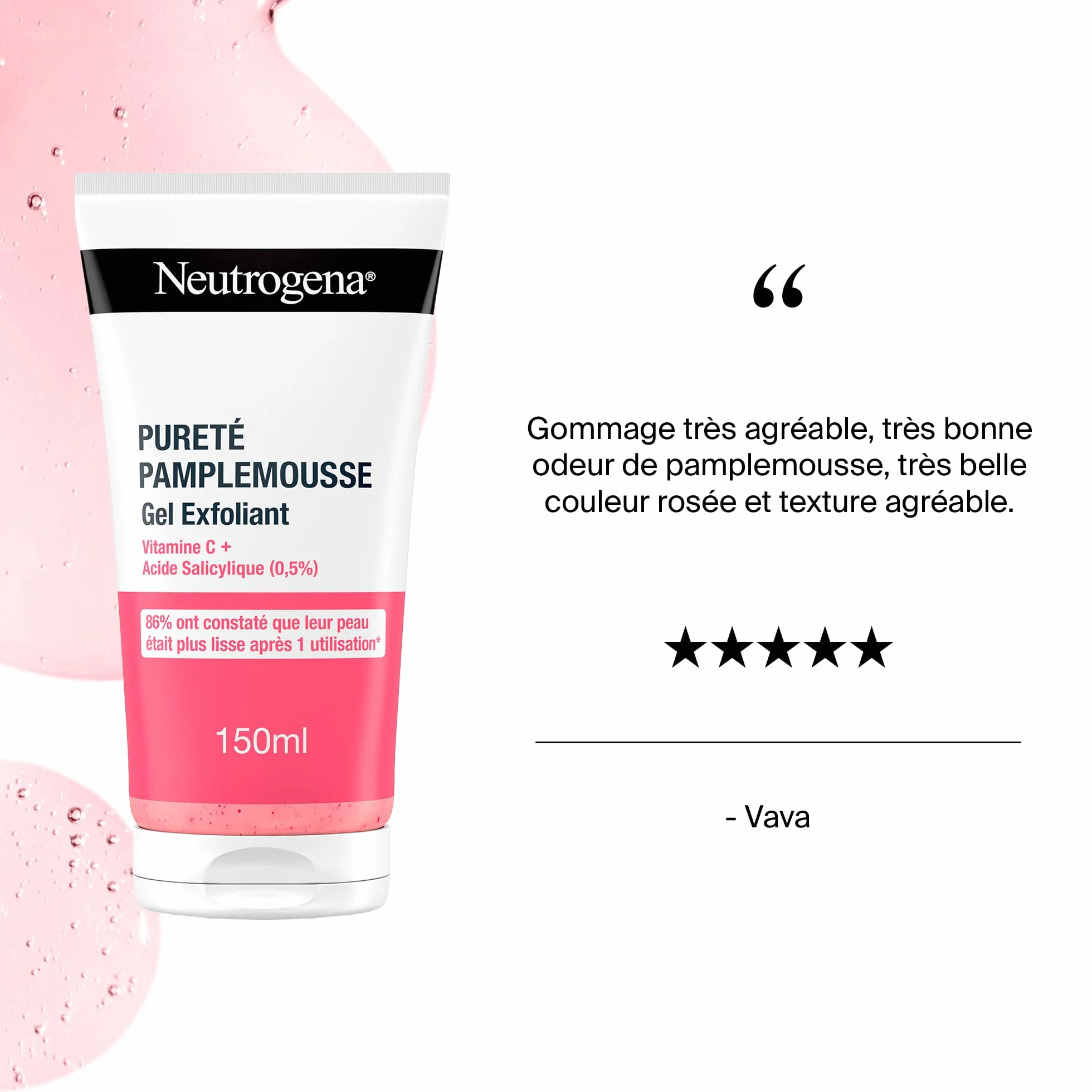 Neutrogena Gel Exfoliant Pureté Pamplemousse Nettoyant visage vitamine C acide salicylique 150 ml