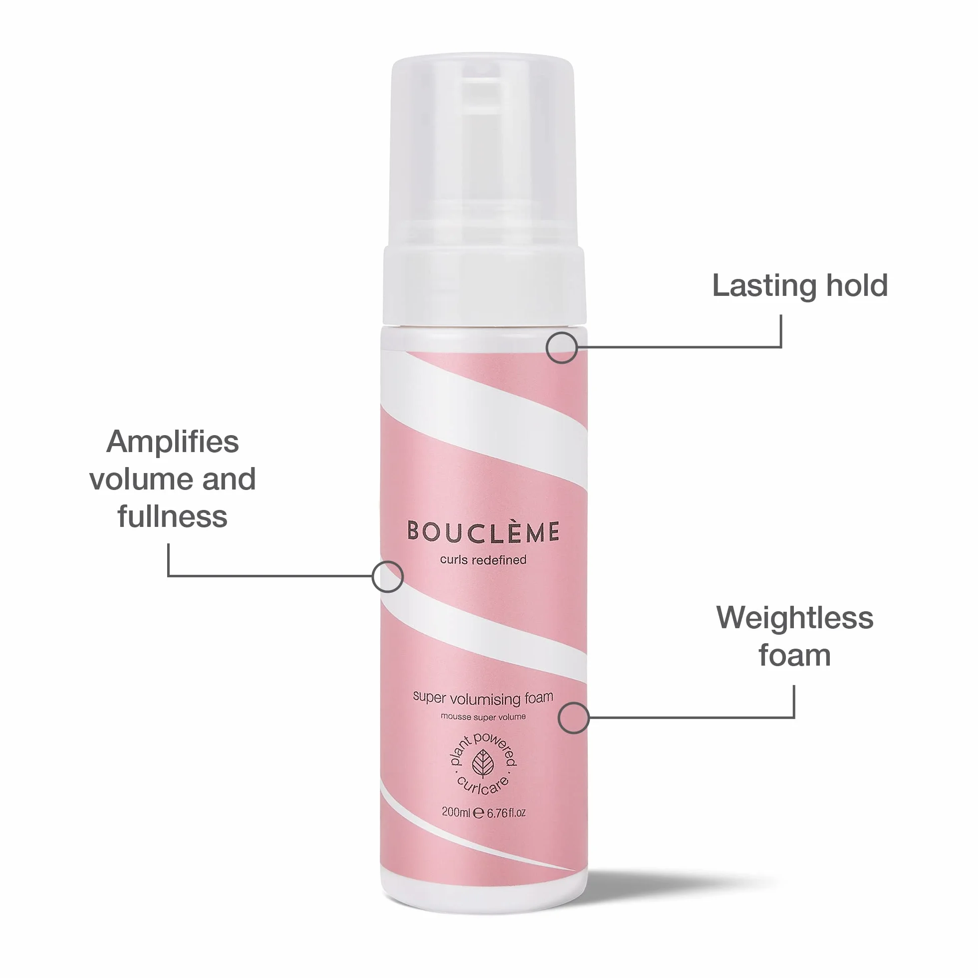 Bouclème - Mousse super volumisante - Mousse coiffante pour cheveux bouclés - 98% d'ingrédients d'origine naturelle et végétalienne - 200ml