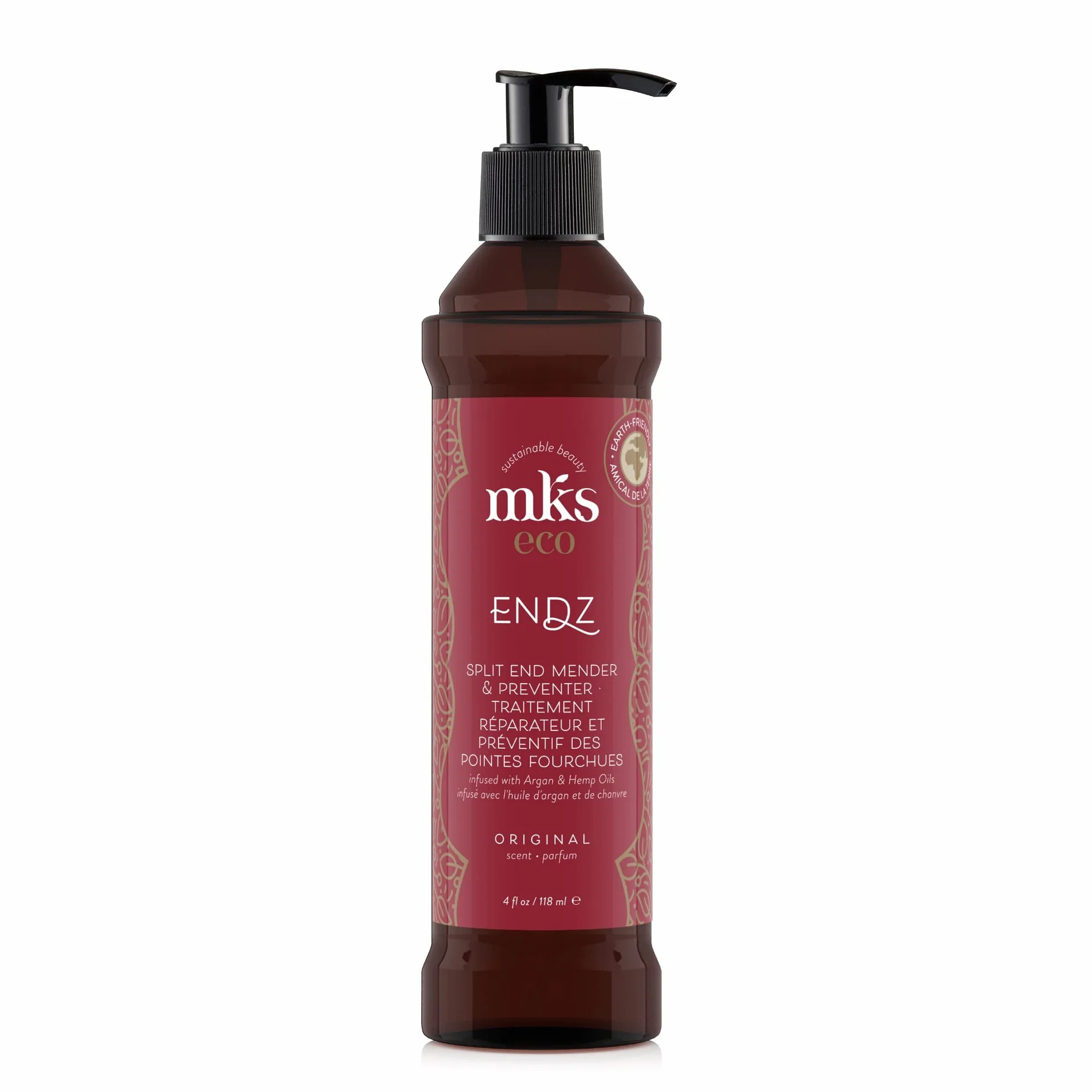 MKS eco Endz, Senteur Originale - 4 fl oz - Soin et prévention des pointes fourchues - Huile d'Argan du Maroc, Huile de Graines de Chanvre - Vegan et non testée sur les animaux