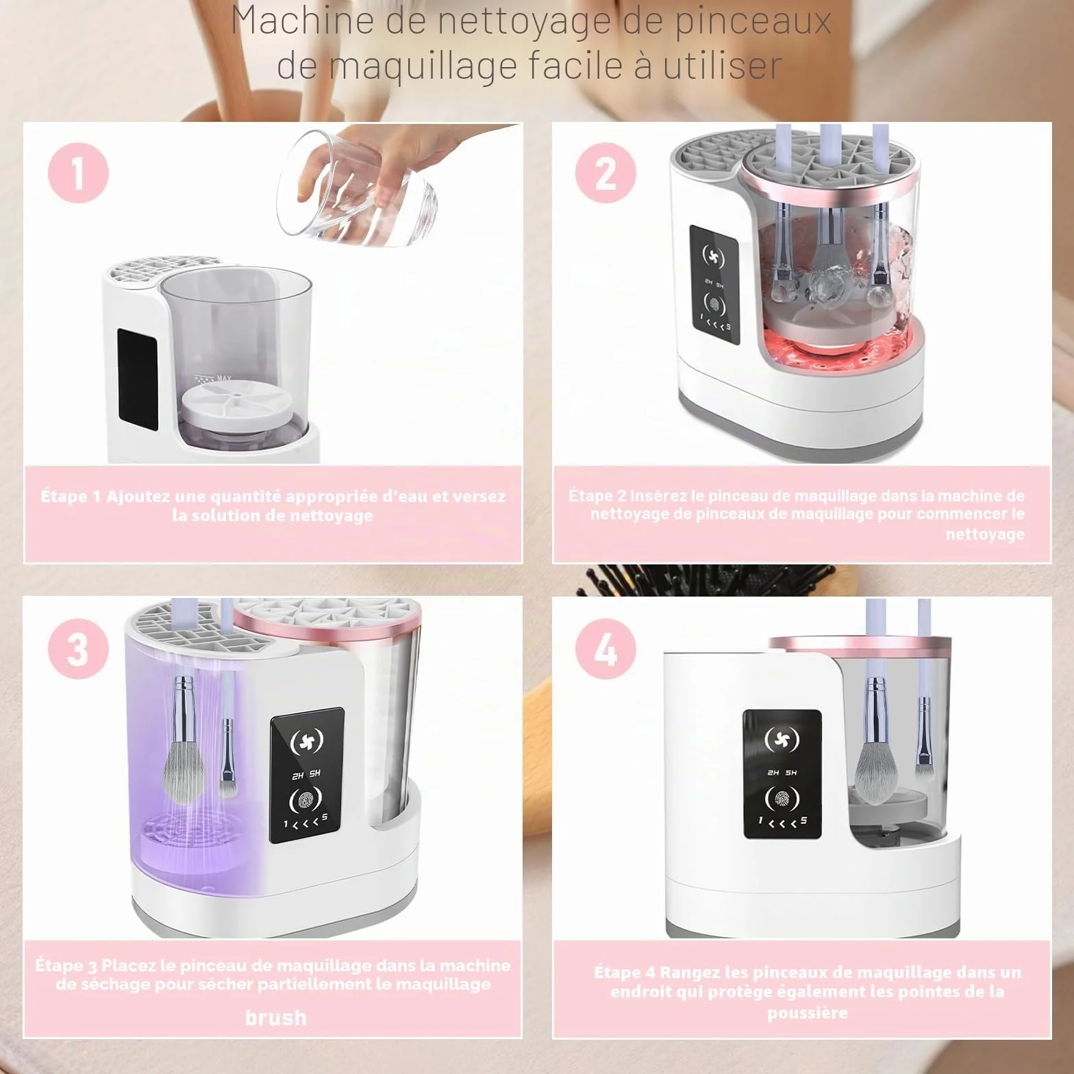 Machine électrique de nettoyage et de séchage portable, automatique, USB, outil multifonctionnel pour pinceaux de maquillage