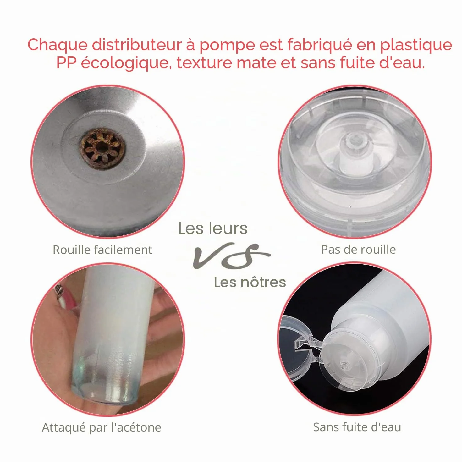 FITDON 4 Pièces Flacon pompe distributeur vide pour acétone, alcool, dissolvant