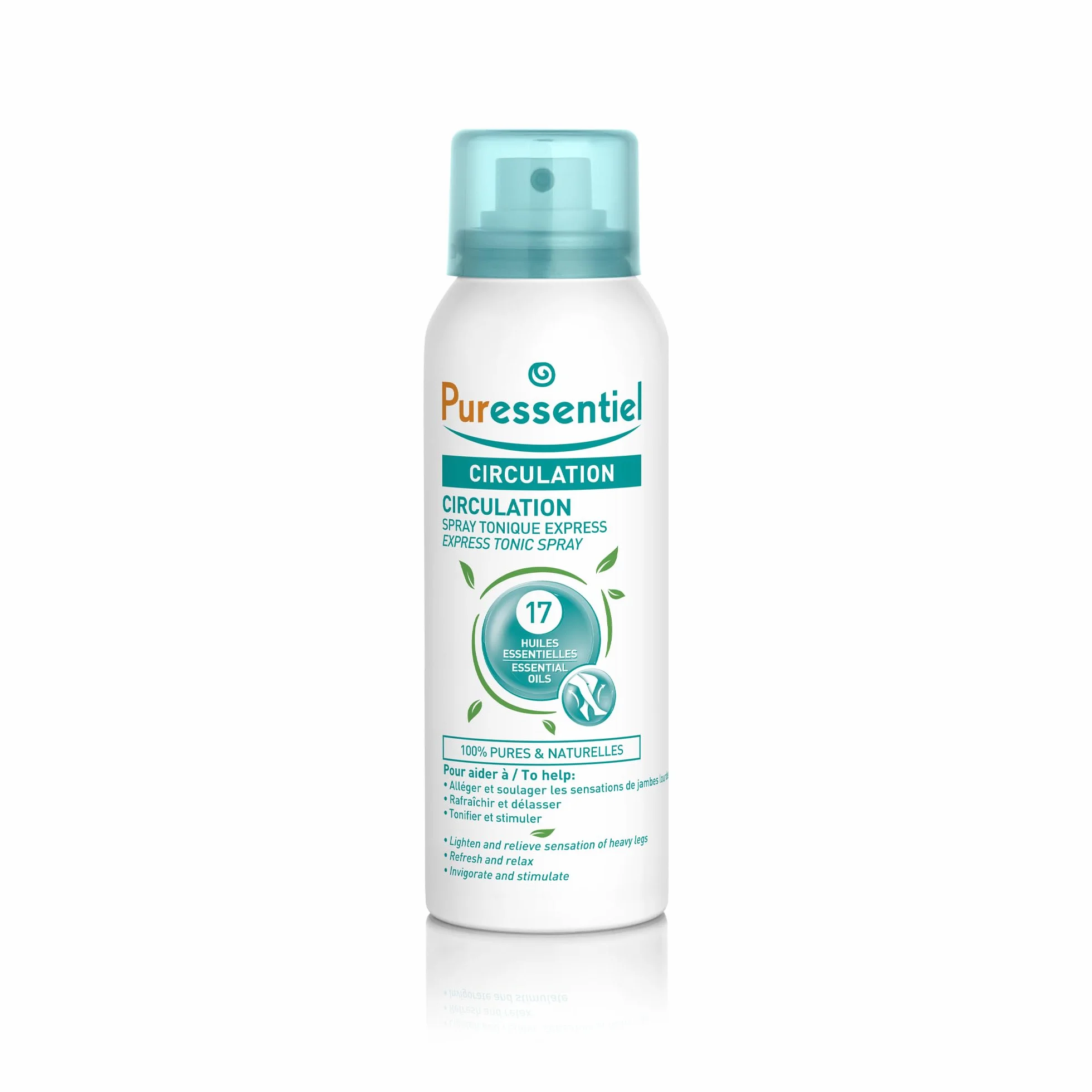 Puressentiel Circulation Spray 17 Essential Oils 100 ml Cooling Spray Heavy Legs Relief Swollen Ankles Feet