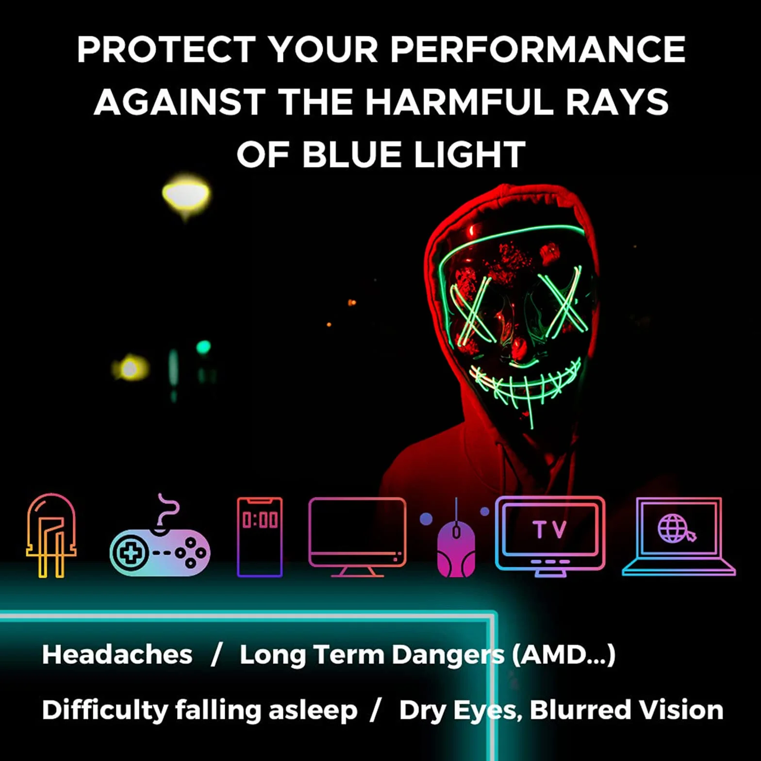 Lunettes Anti Lumière Bleue pour Gaming Homme Femme Filtre Professionnel Protection UV Fatigue Oculaire