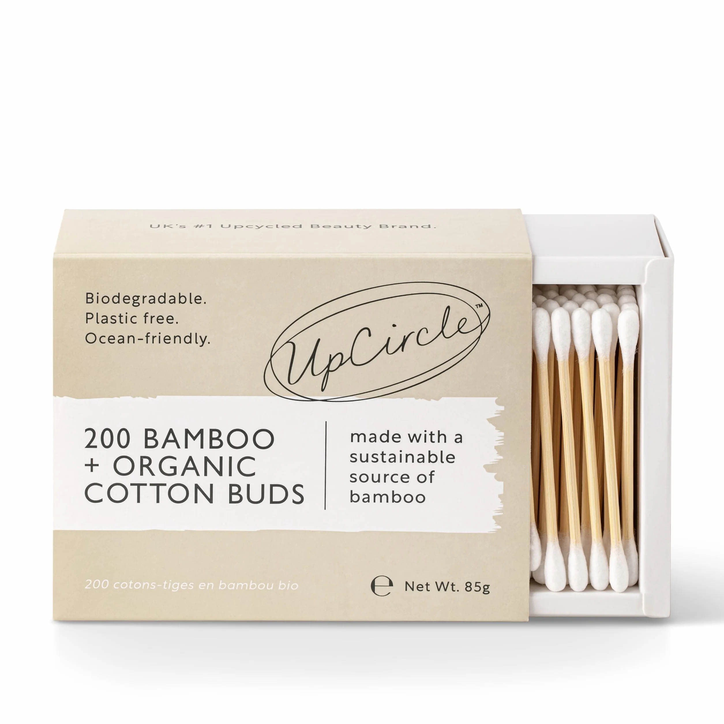 UpCircle 200 Écouvillons en Coton de Bambou Durable pour Salle de Bain