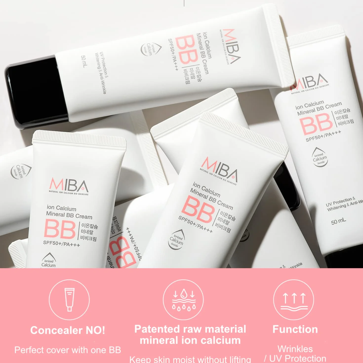 Mineral Bio Ion calcium minéral BB Crème SPF 50 +/PA +++ 50ml UV Protection & Eclat & Anti-rides
