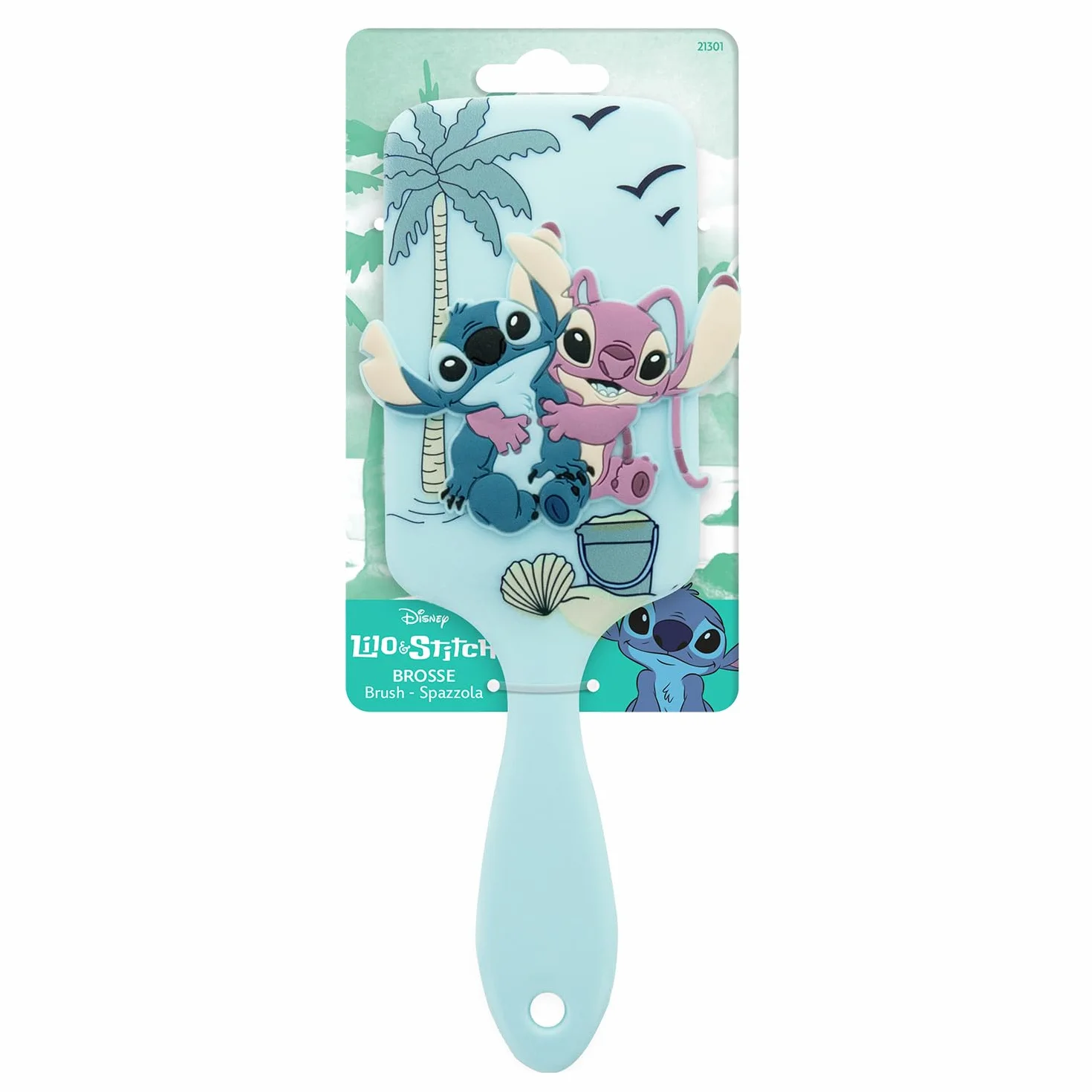 Disney Brosse Démêlante Cheveux Enfants Stitch & Angel Poils Flexibles Ergonomique Antidérapant Cheveux Sec Mouillé Accessoire Coiffure Fille