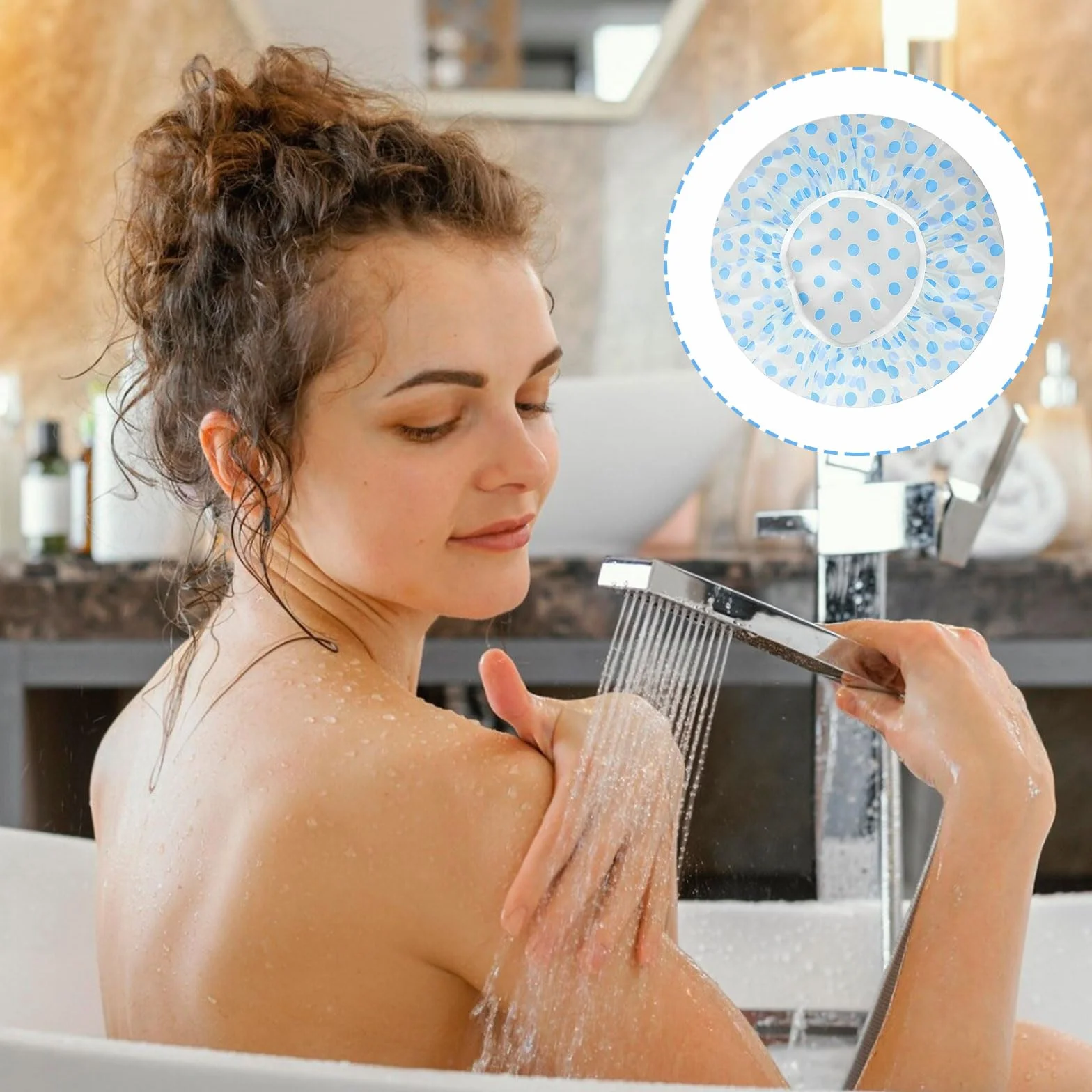 Bonnet de douche imperméable réutilisable pour femmes, 3 pièces, protection capillaire pour bain