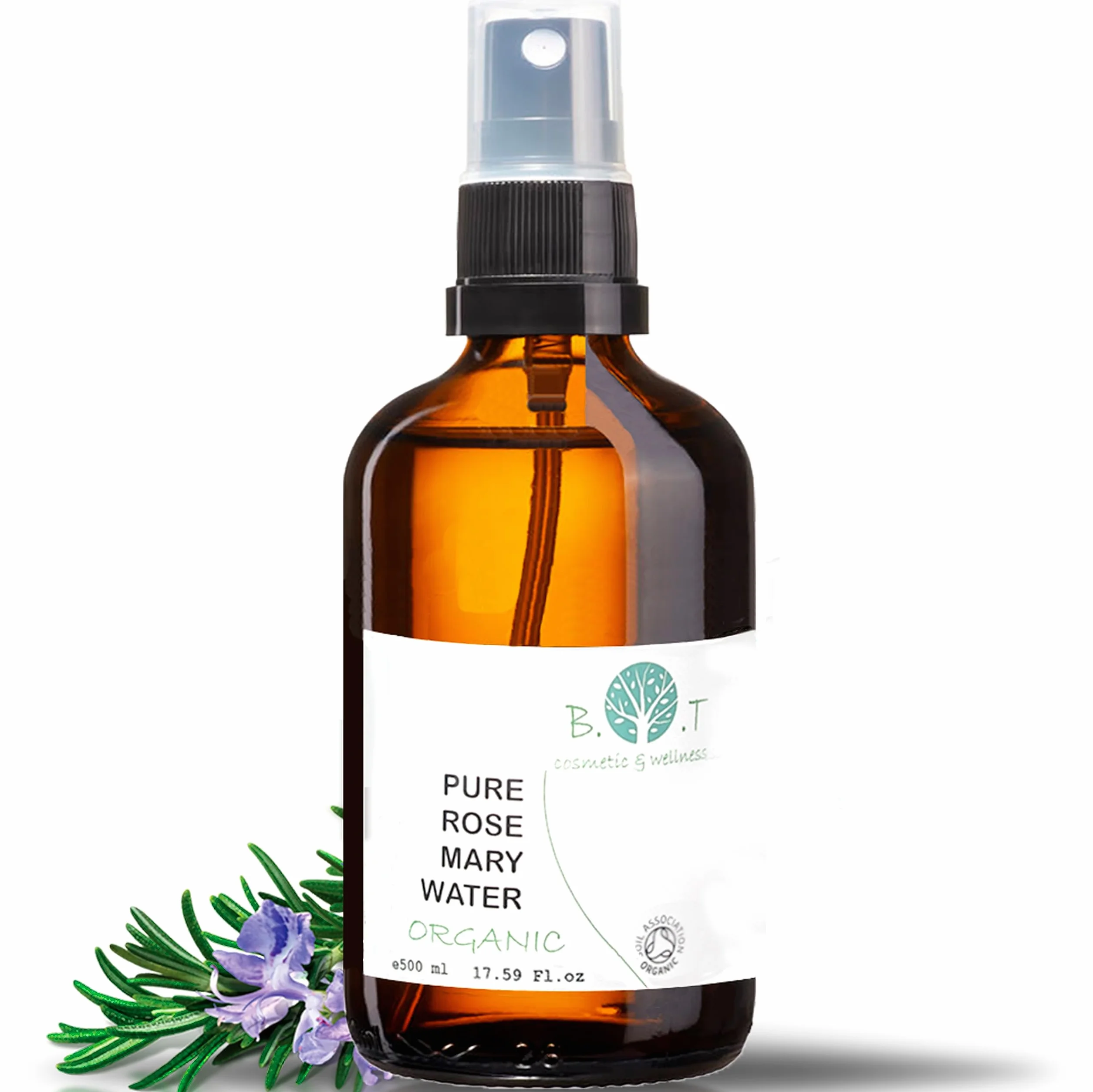 L'eau de Romarin 500 ml Stimule et Renforce la Croissance des Cheveux, Lutte contre les Pellicules et la Chute des Cheveux. Tonique Nettoyant Visage Peaux Grasses