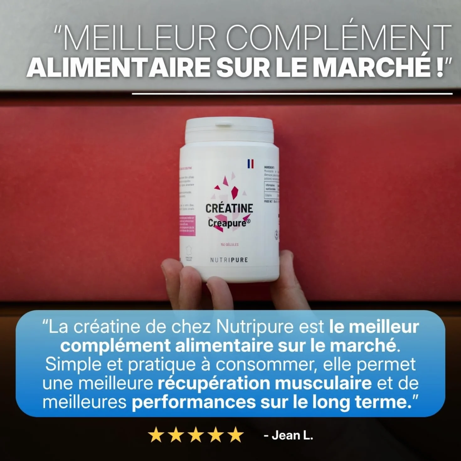 Créatine Monohydrate Creapure® 150 Gélules Vegan Sans Additifs Force Musculaire Sports Intensifs
