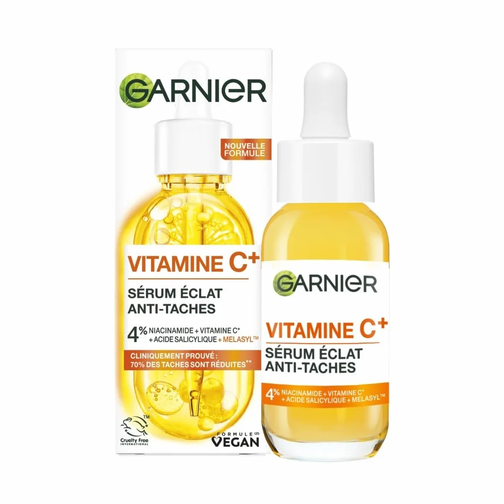 GARNIER Skin Active Vitamine C Sérum Éclat Anti-Taches Brunes 4% Niacinamide Vitamine C Acide Salicylique Melasyl 30 ml
