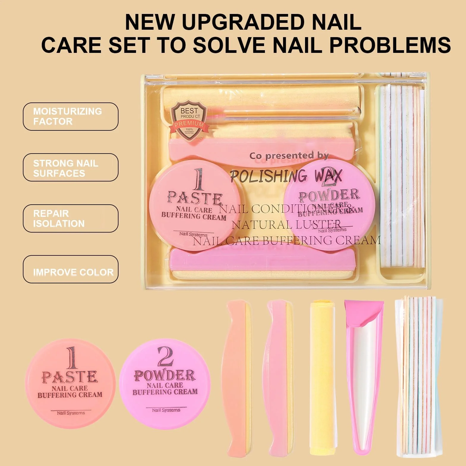 Kit Manucure Japonaise, Fichiers À Ongles Et Tampons, Ensemble D'outils De Soins Des Ongles Pour Les Traitements De Croissance De La Réparation, Adapté Aux Débutants Amateurs De Nail
