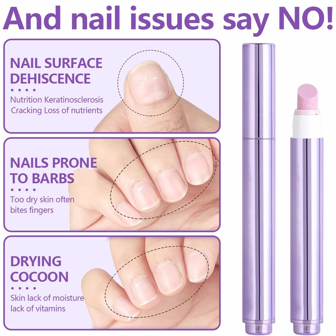 Lot de 3 Stylos 3-en-1 pour Soin des Ongles – Stylo Repousse-Cuticules Pointe Céramique + Huile Intégrée, Kit Manucure