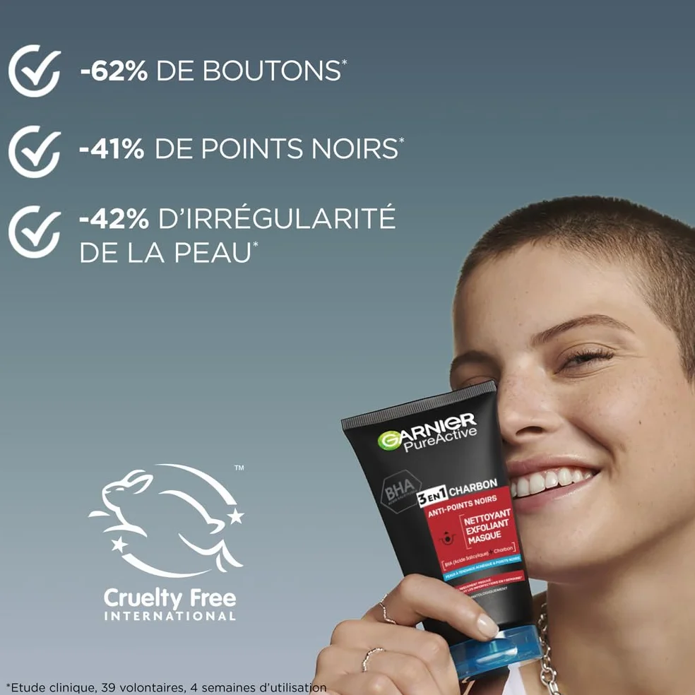 Garnier 3 en 1 anti-points noirs Nettoyant exfoliant masque 150ml