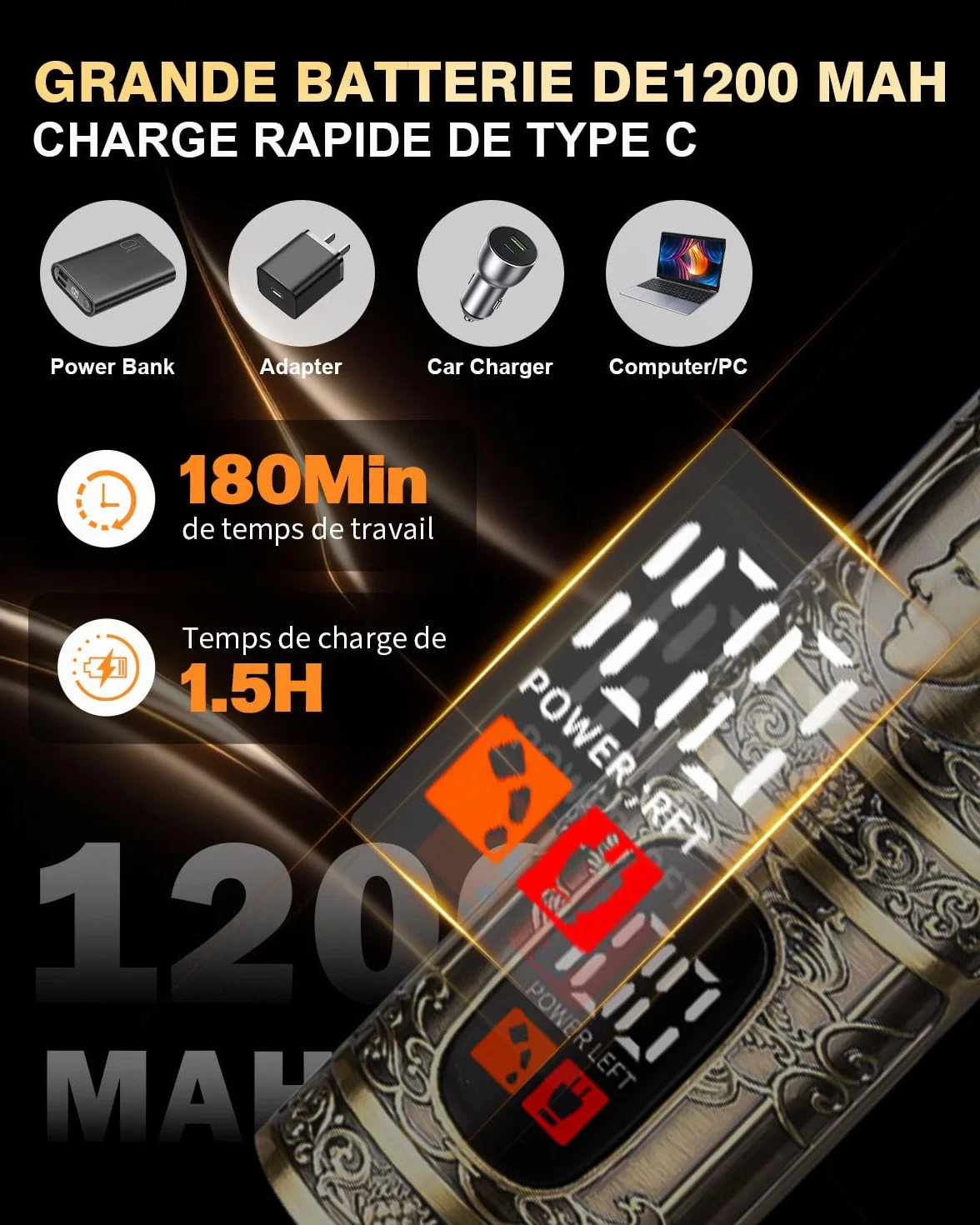 Tondeuse Barbe Homme Professionnelle 7 en 1, Tondeuse Cheveux Sans Fil Étanche avec Lame en T, Écran LED, USB-C Charge Rapide, Kit Tondeuse Corps & Visage, Idée Cadeau Rasoir Homme