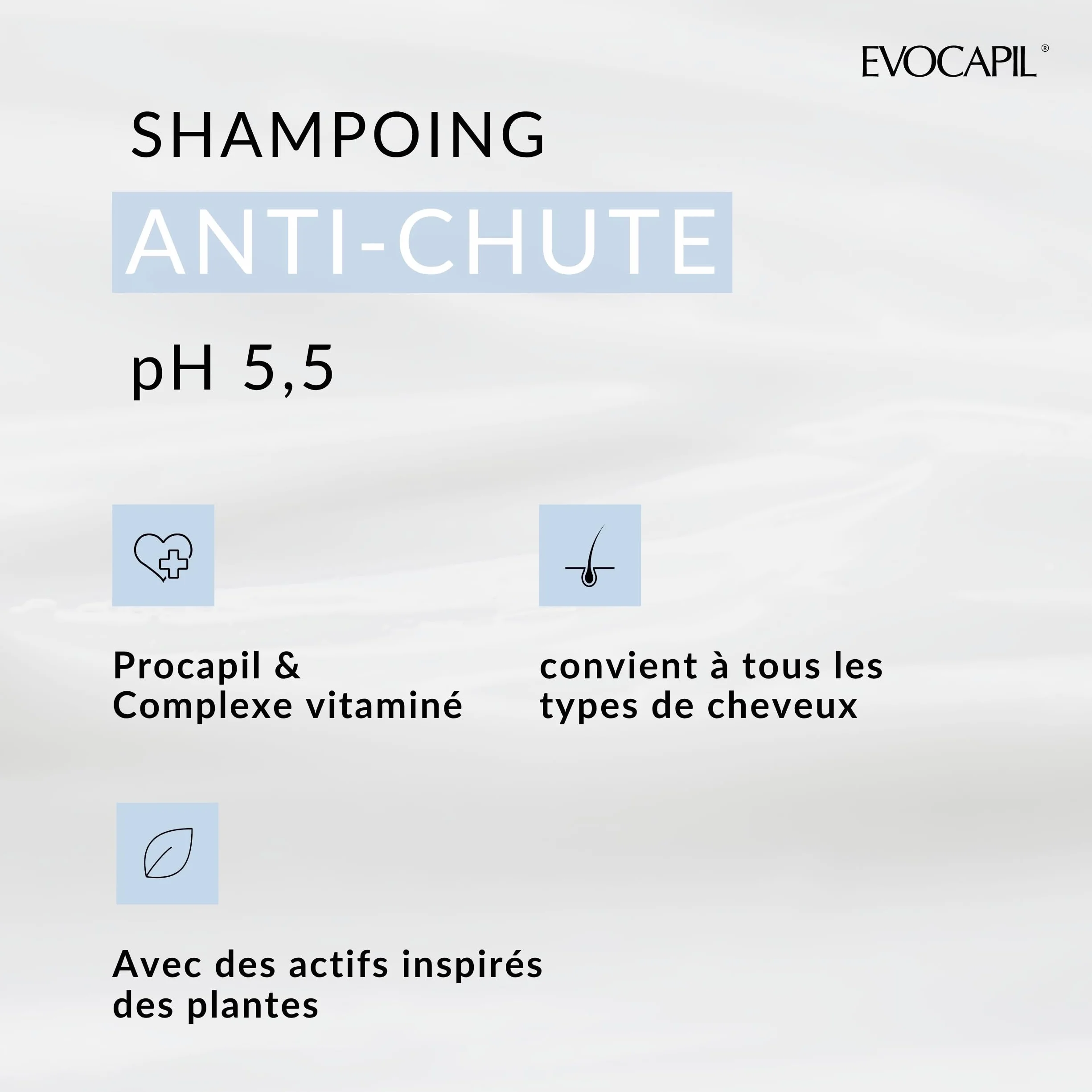 Evocapil Shampooing 300ml kératine biotine protéines acides aminés post-greffes