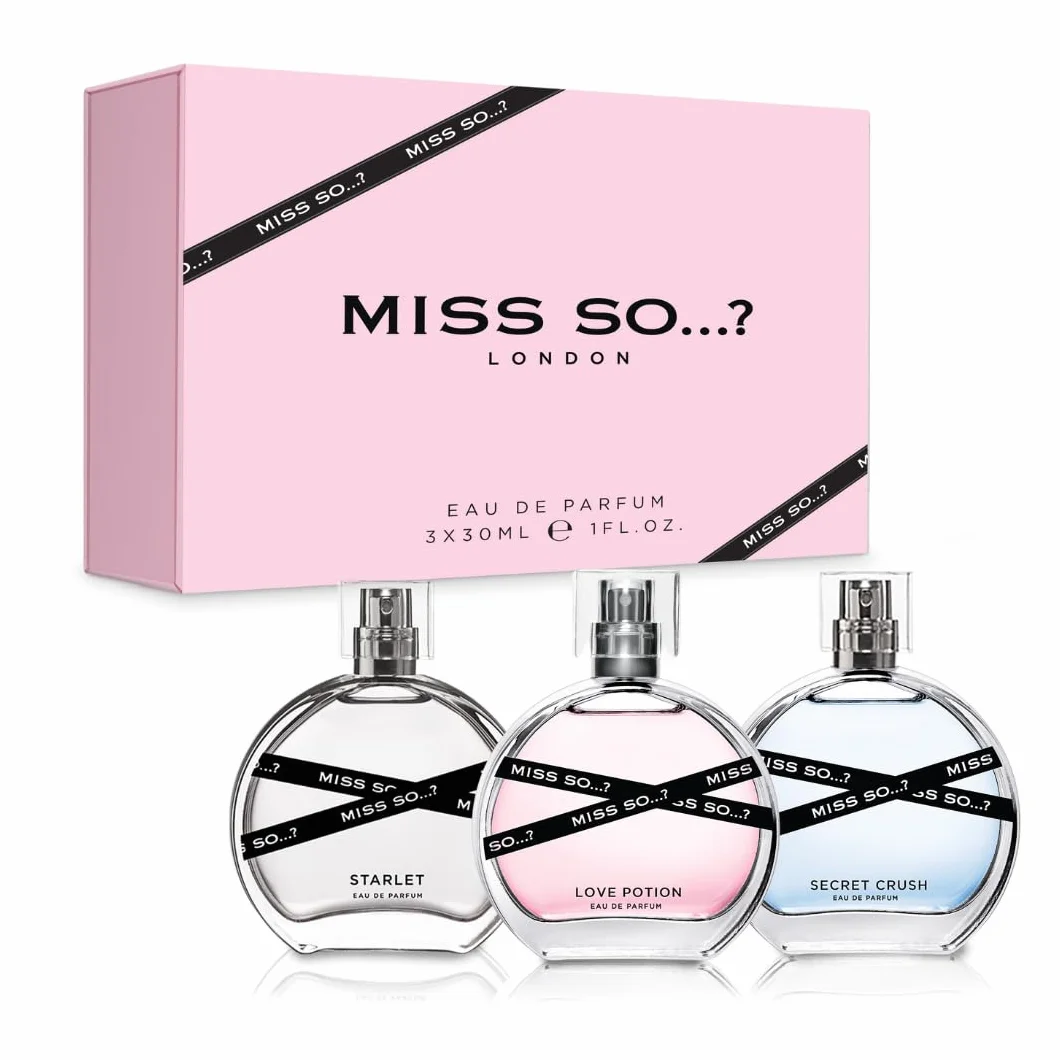 Coffret-cadeau de parfum pour femme Miss SO... Coffret de parfums féminins haut gamme, Starlet, Love Potion, Sugar Rush Eau De Parfum, parfums voyage pour filles (3 x 30ml)