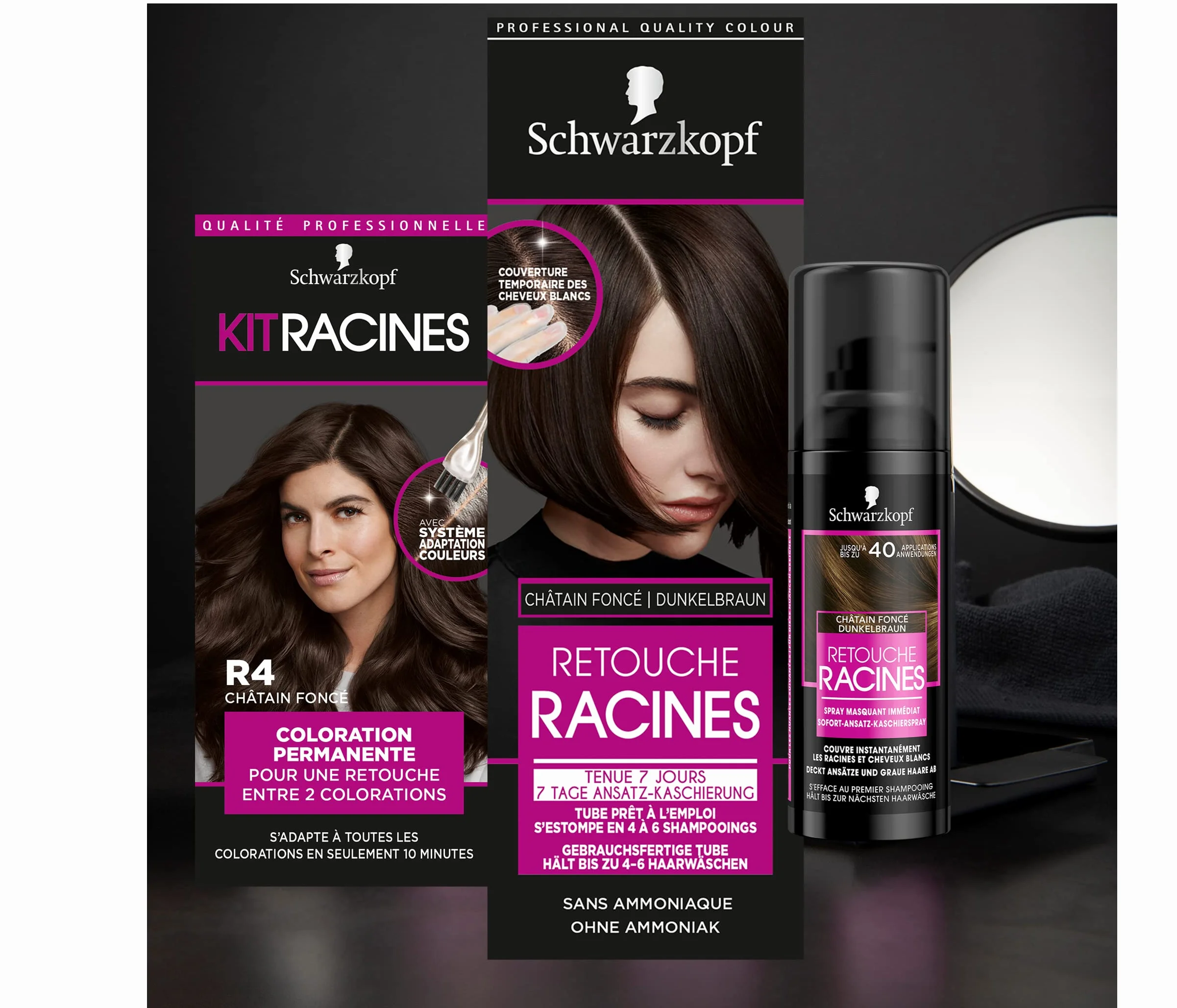 Schwarzkopf Kit Racines Coloration Permanente Châtain Clair à Châtain R1