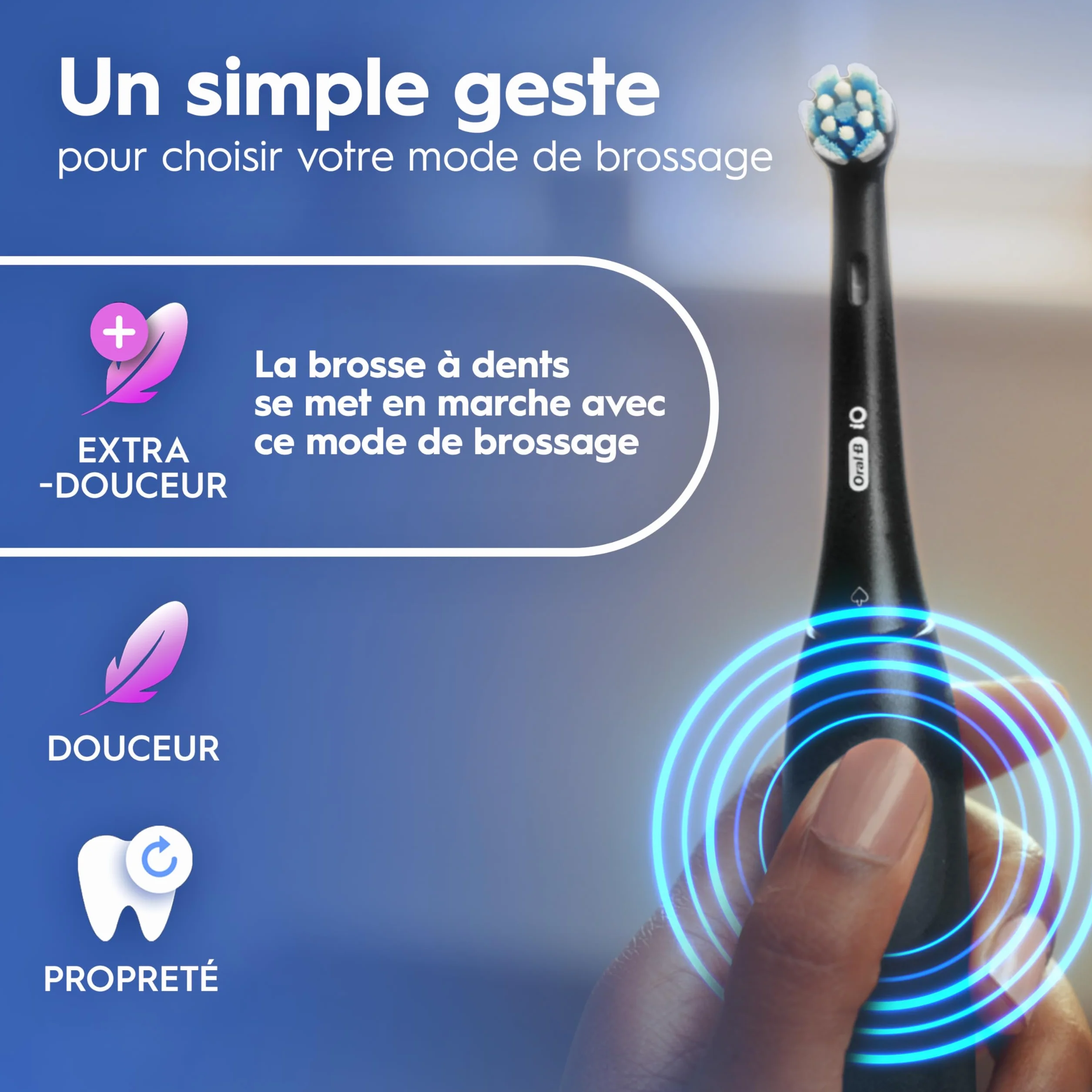 Oral-B Brosse à Dents Electrique iO 2 Noire – 3 Modes de Brossage, Capteur de Pression, Batterie Rechargeable