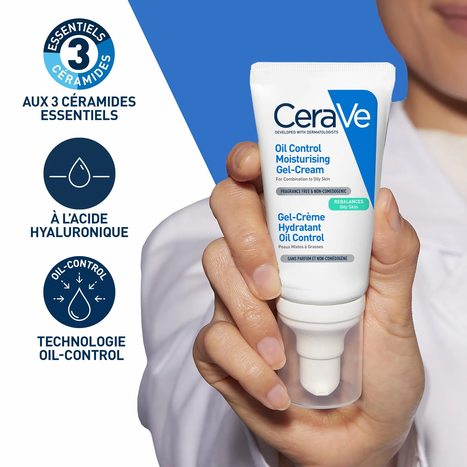 CeraVe Gel-Crème Hydratant Visage Oil Control 52 ml 3 Céramides Niacinamide Acide Hyaluronique