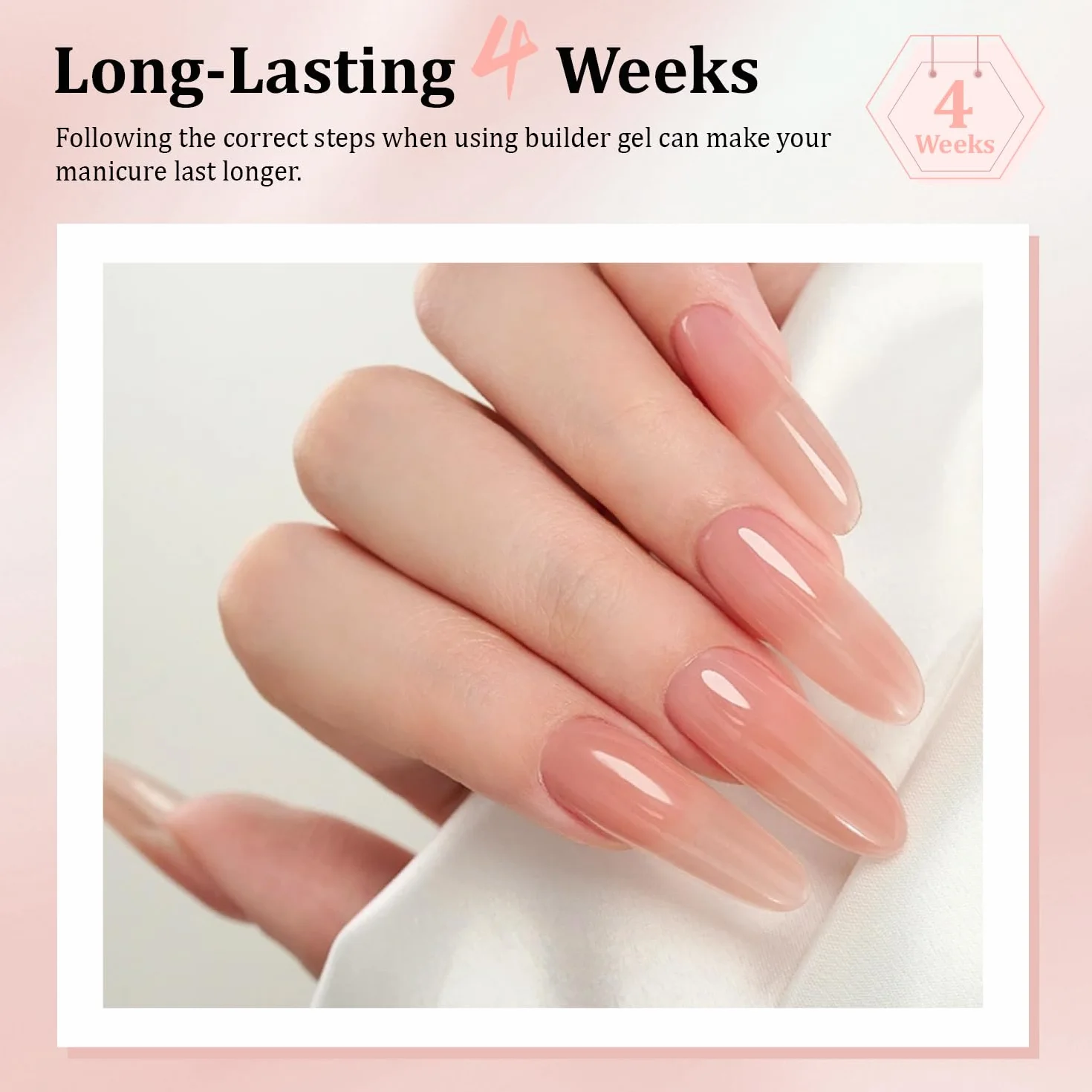 JODSONE Lot De 4 Boîtes Gel Construction UV 10ml Rose Nude Ongle Extension Modelage Renforcement
