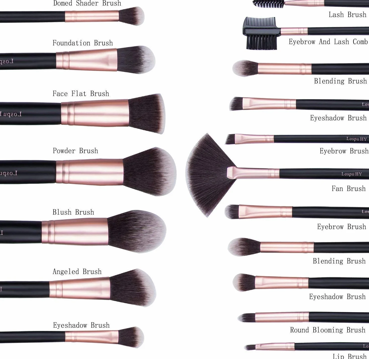 Pinceaux Maquillage Rose Doré Synthétiques 18 PCS Set pour Fond De Teint Poudre Visage Blush Concealers Ombres à Paupières
