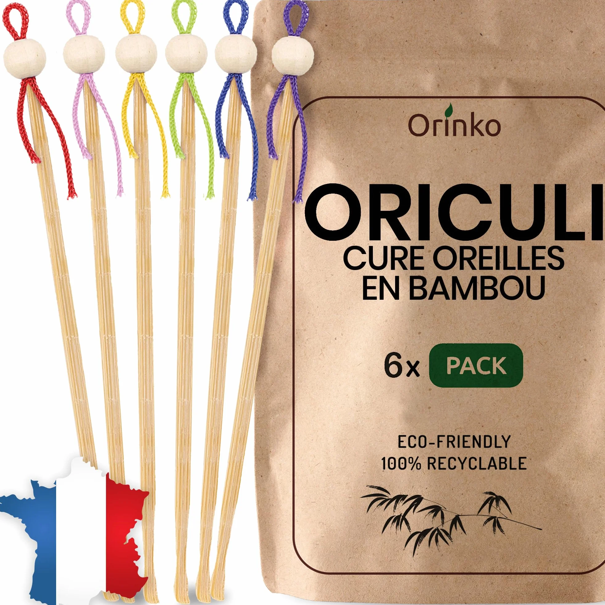 ORINKO Cure Oreille Japonais Bambou 6x Écologique Réutilisable Zéro Déchet