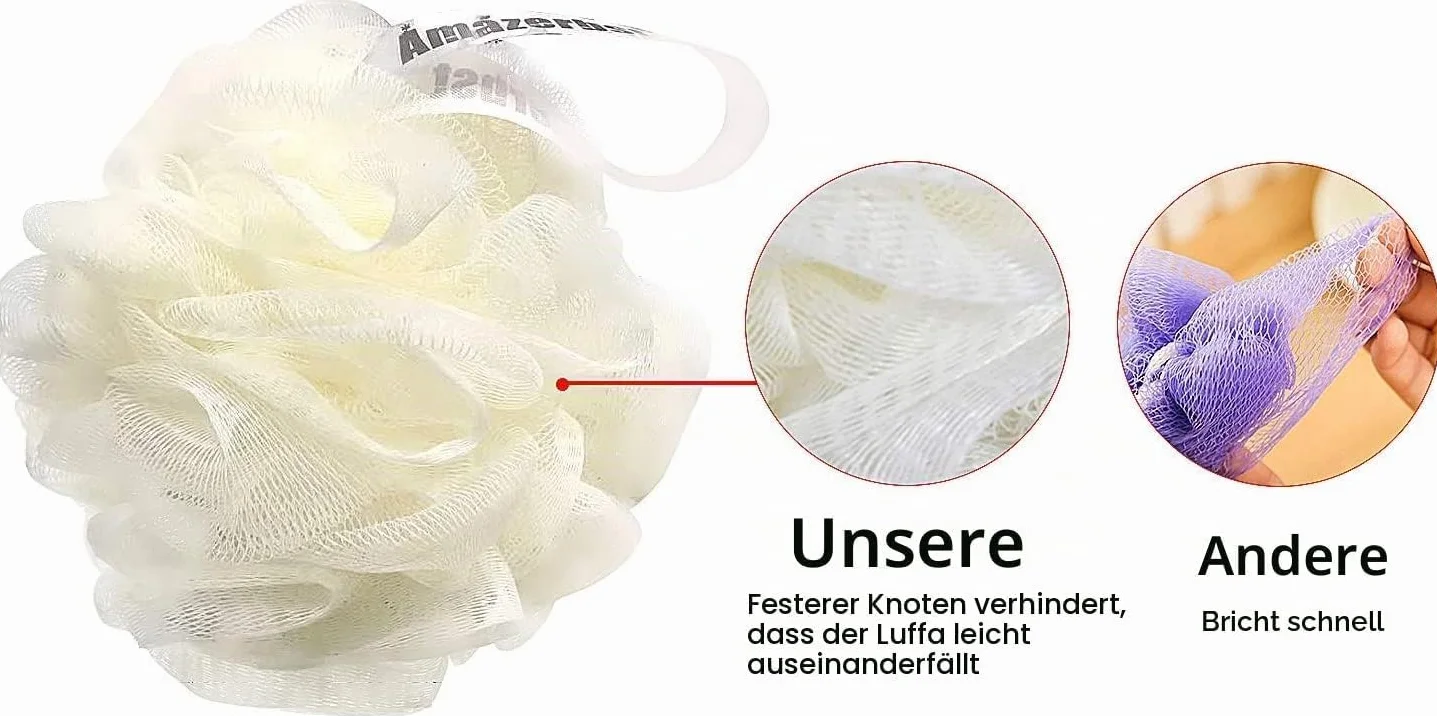 Lot de 3 éponges luffa Amazerbst Rose Blanc Bleu