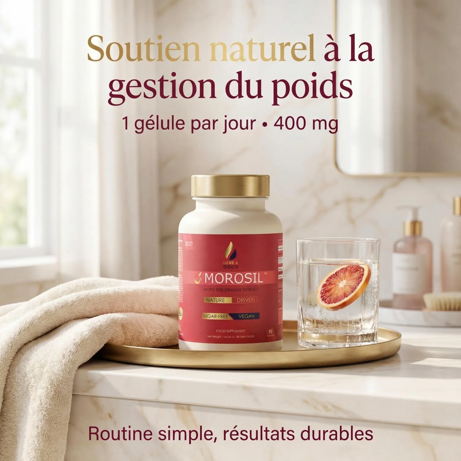 MOROSIL™ Gene & Good® Orange Rouge Moro 400 mg/jour 90 Gélules Vegan Contrôle du Poids Silhouette